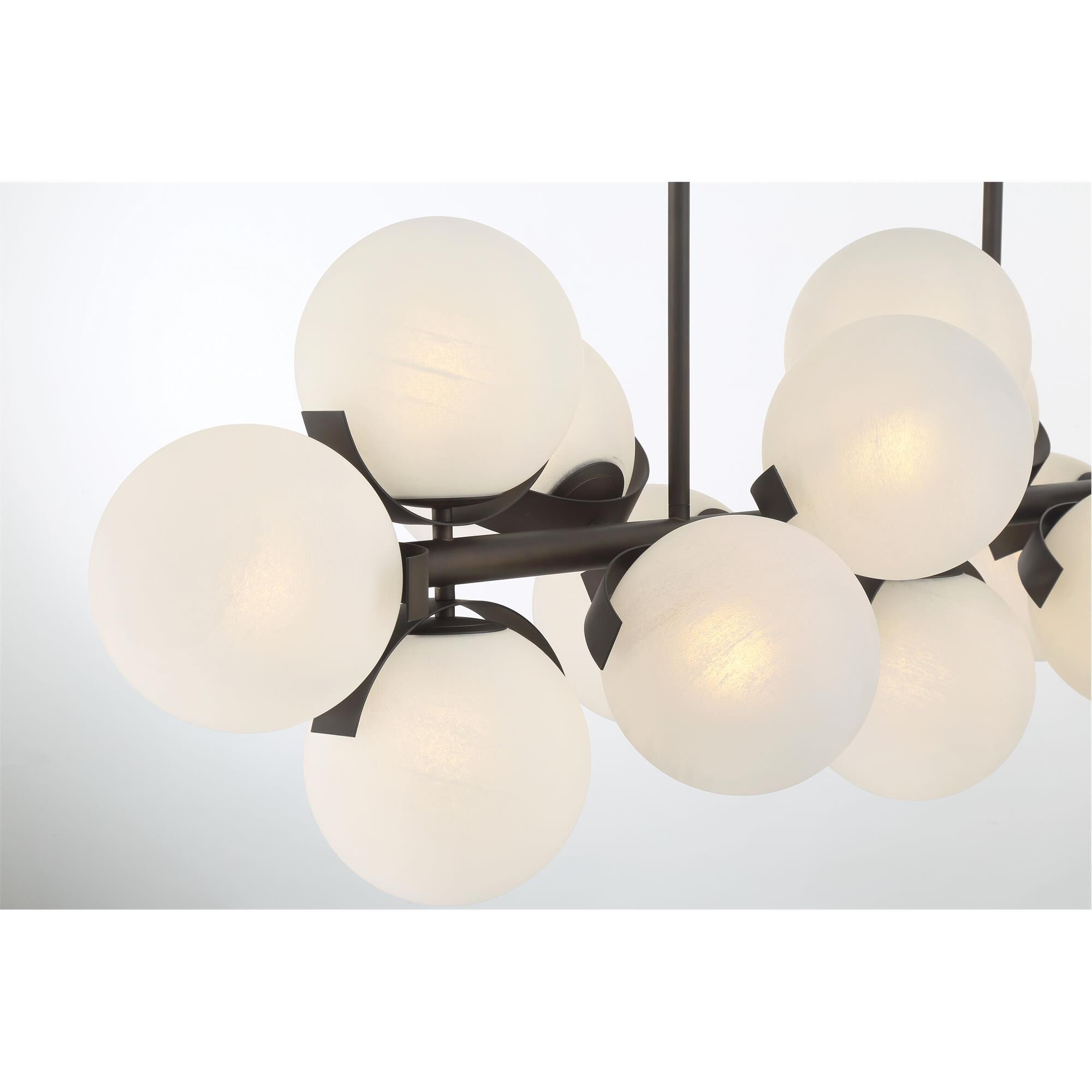 Shown in Dark Bronze finish and White Etched Alabaster glass