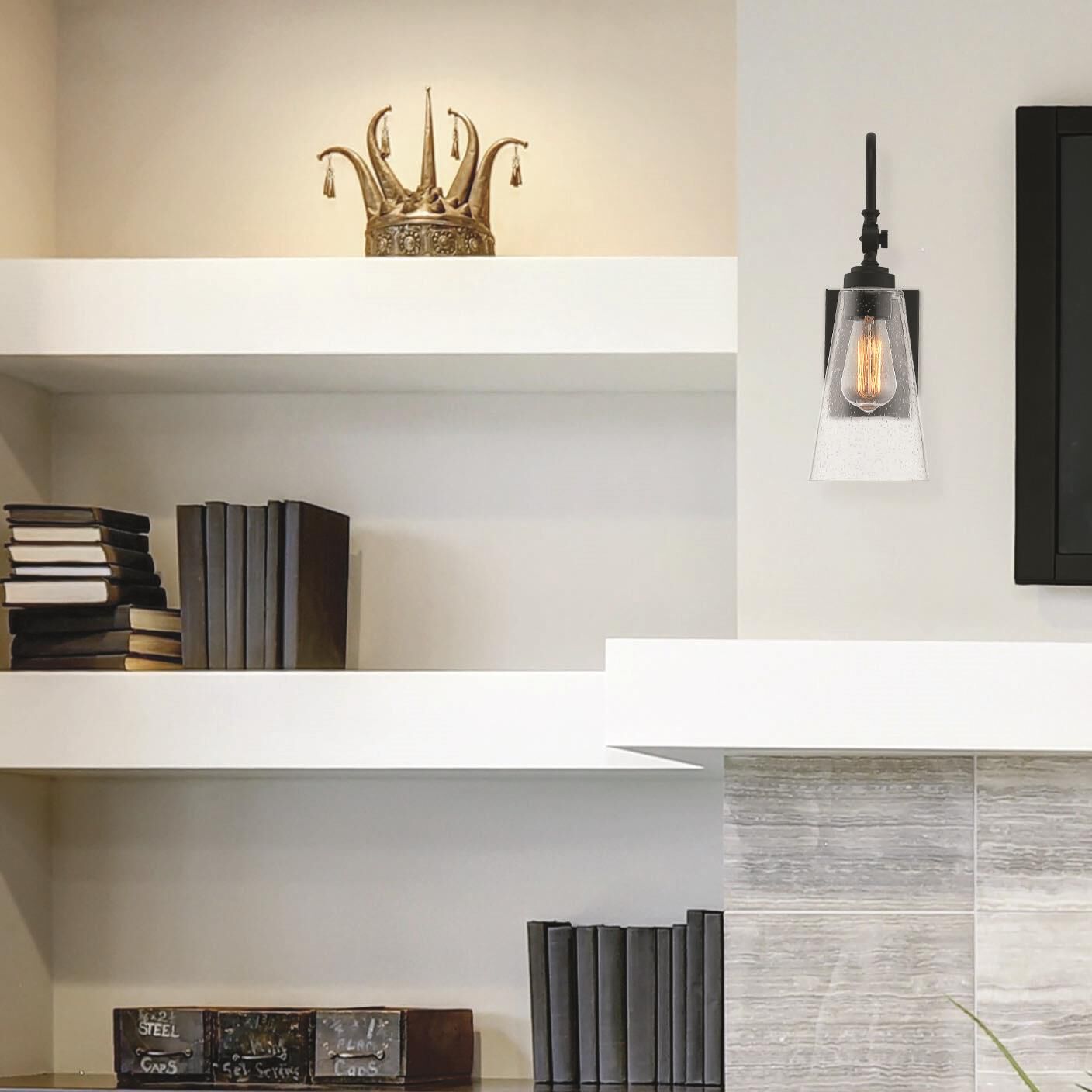 Shown in Matte Black finish and Clear Seeded glass