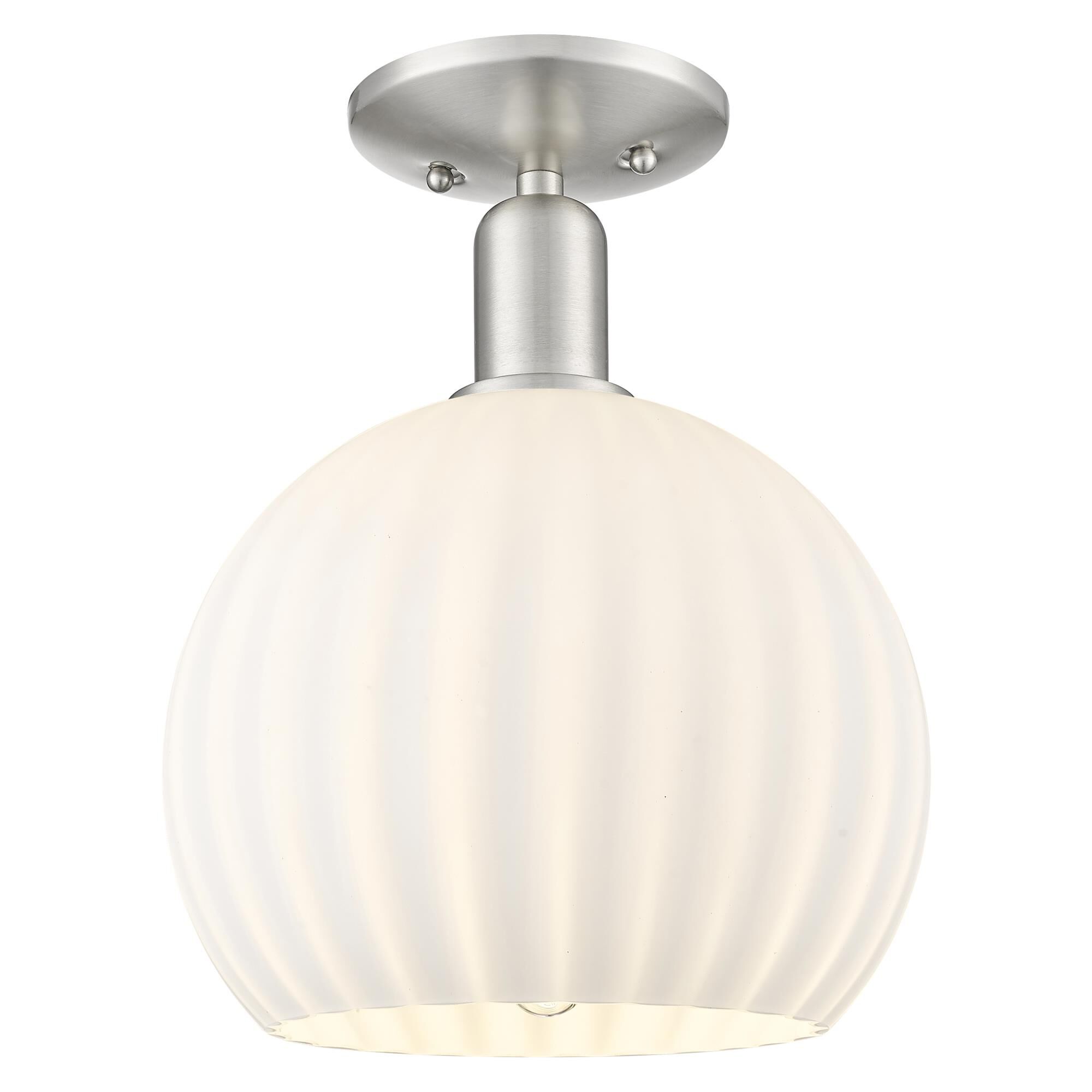 Shown in Brushed Satin Nickel finish and White Venetian glass