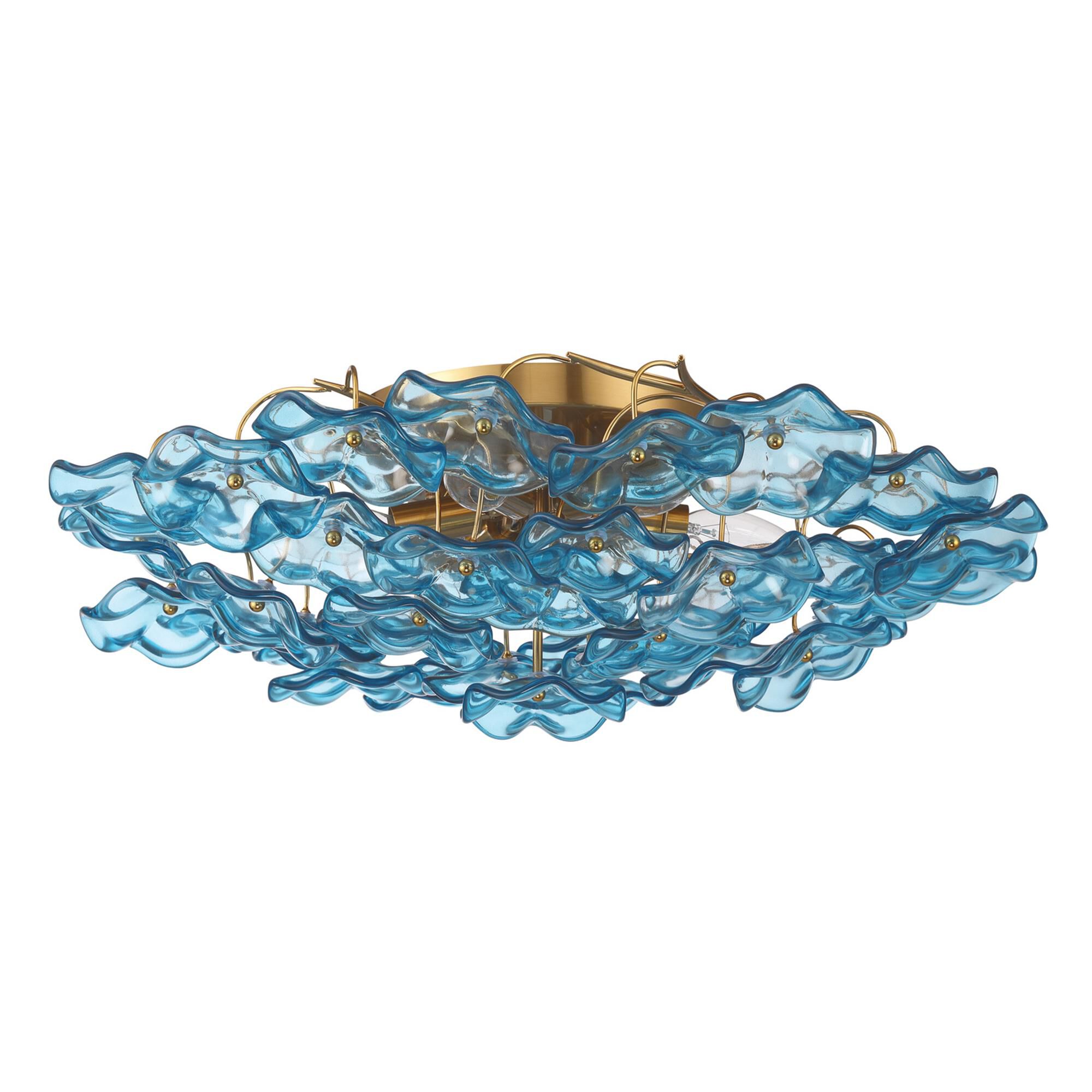 Shown in Aged Brass finish and Floral Glass Petals crystal