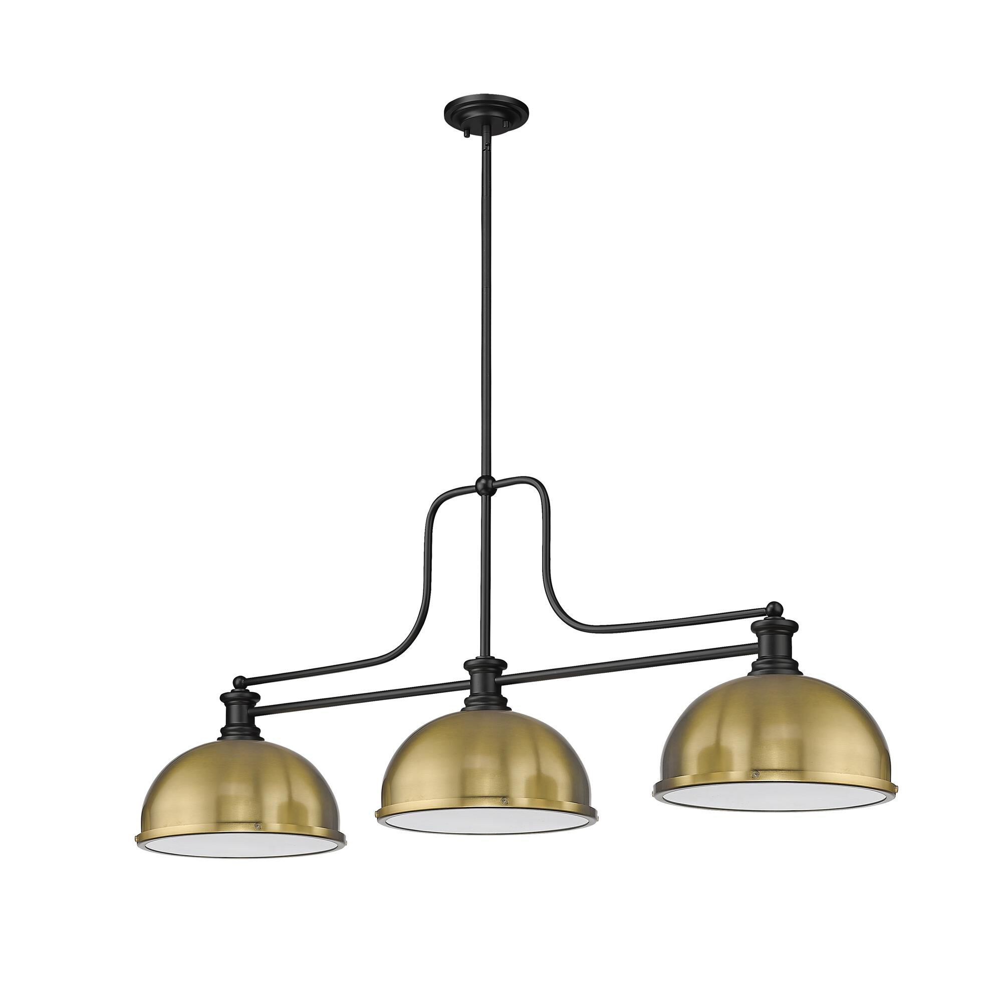 Shown in Matte Black finish and Heritage Brass shade