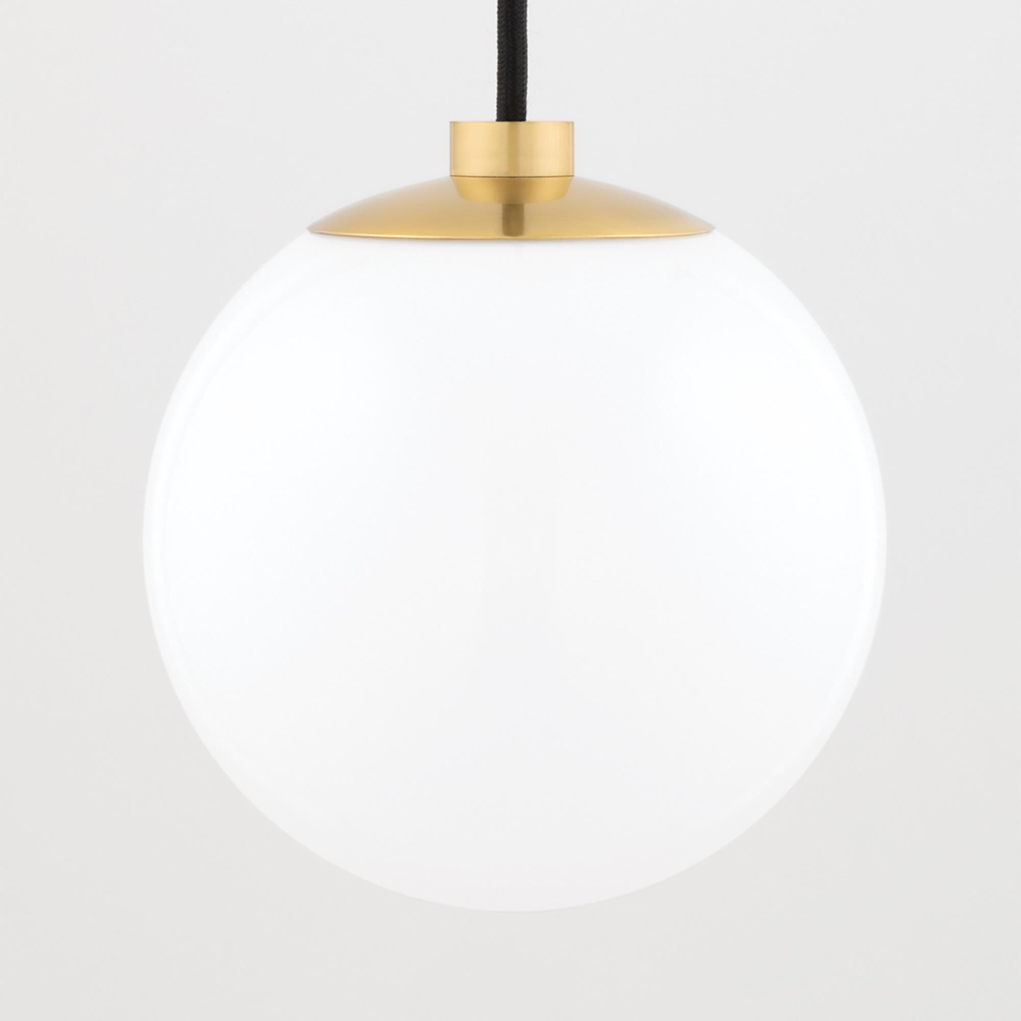 Shown in Aged Brass finish and Opal Glossy glass