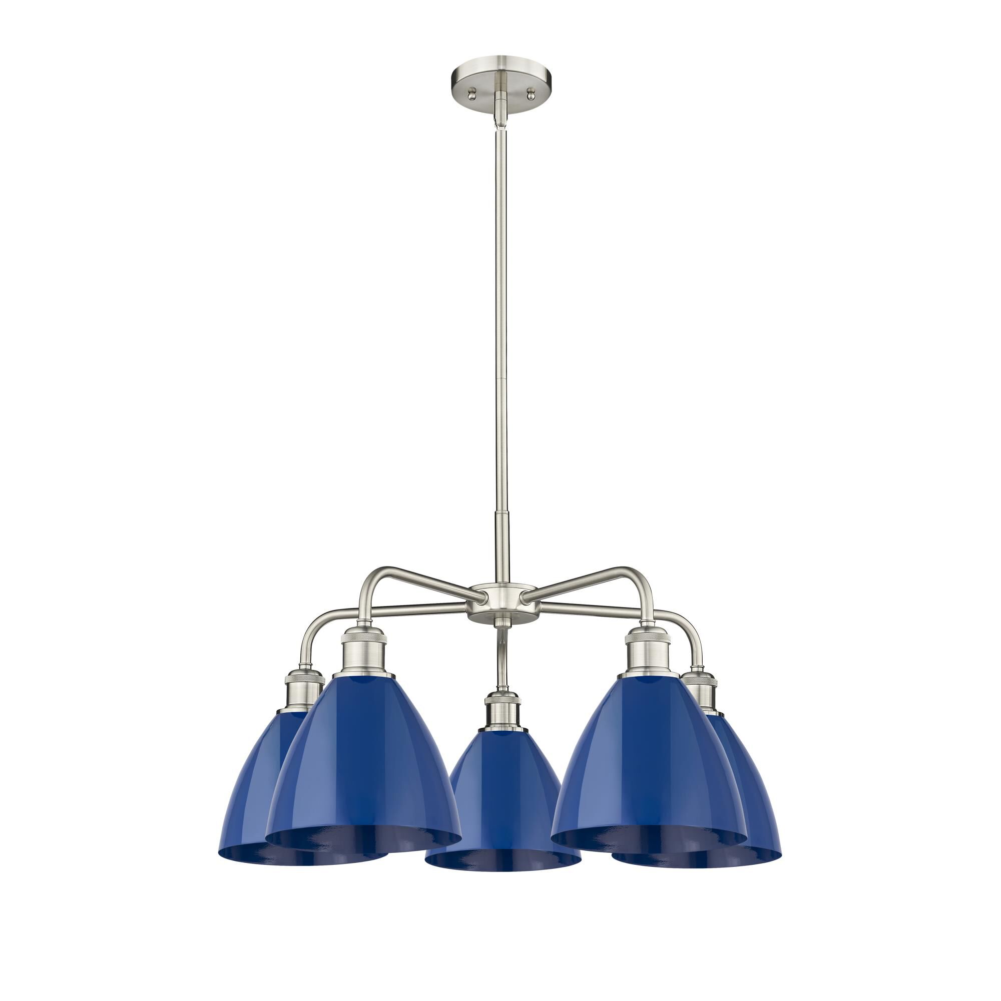 Shown in Satin Nickel finish and Blue shade