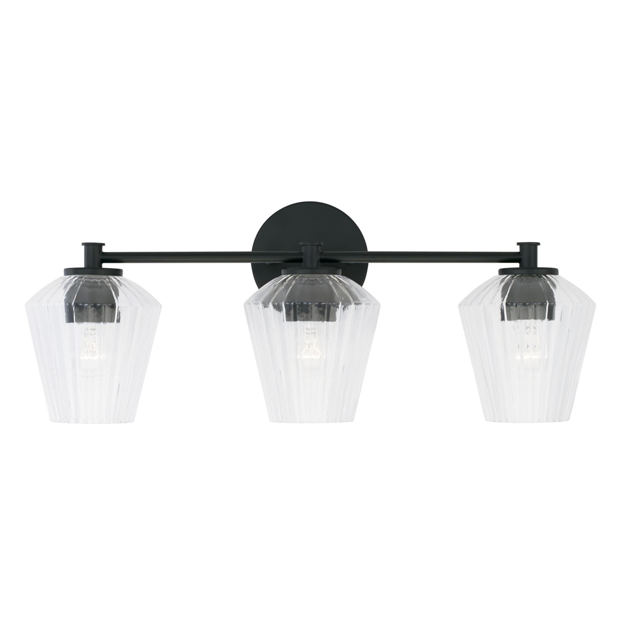 Shown in Matte Black finish and Clear Fluted glass