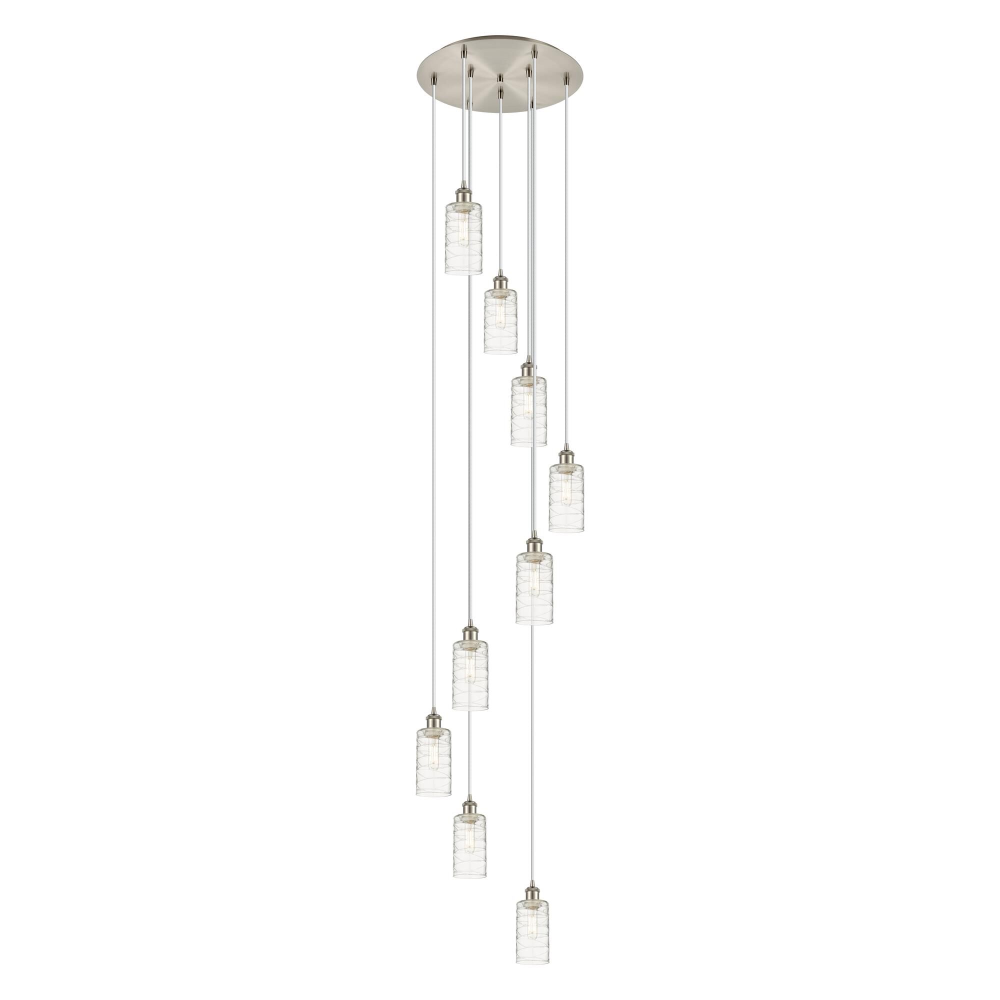 Shown in Satin Nickel finish and Deco Swirl shade