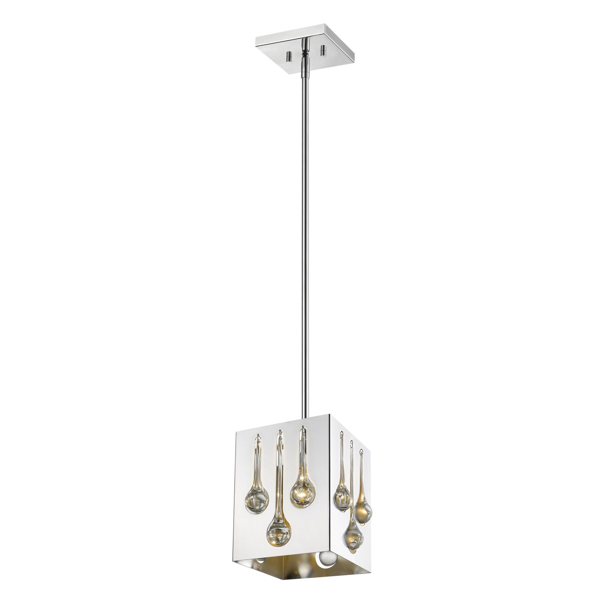 Shown in Chrome finish and Crystal + Steel glass and Crystal + Steel shade