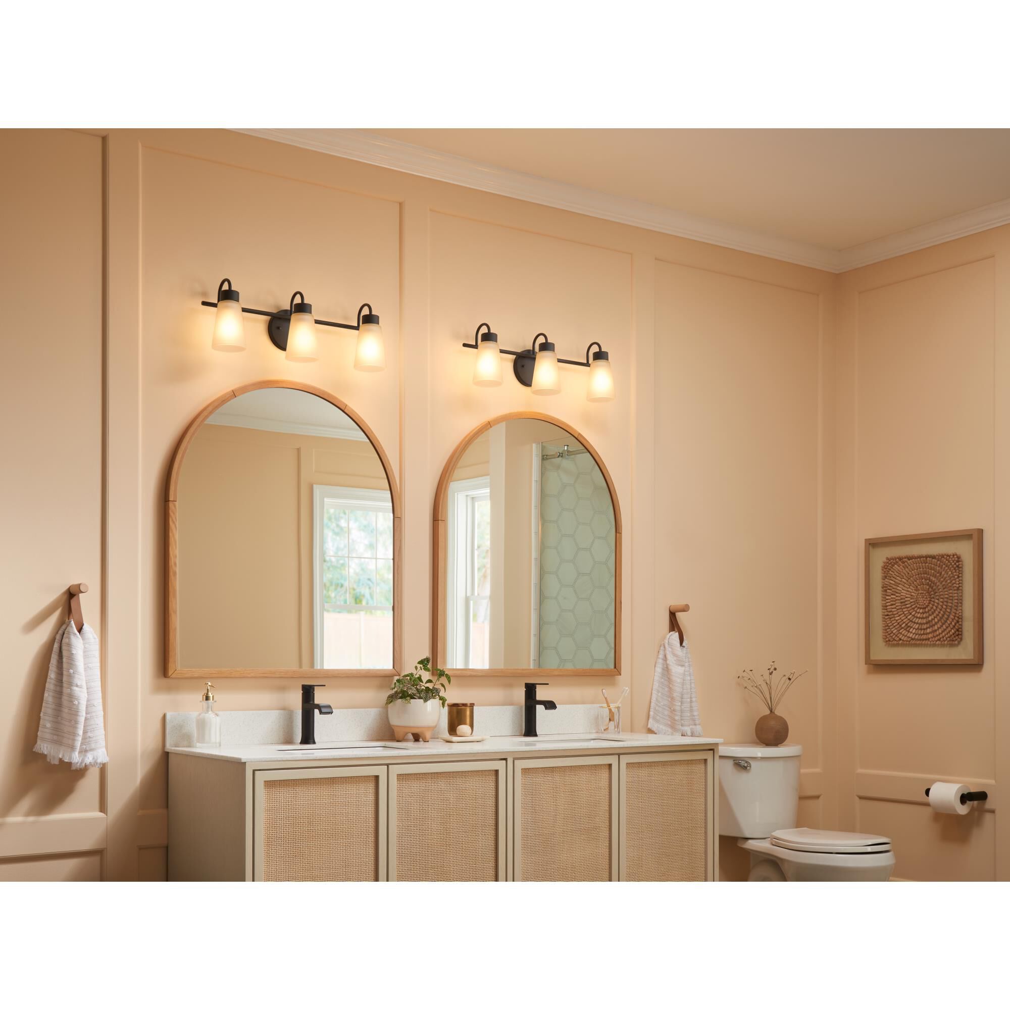 Shown in Black finish and Clear glass