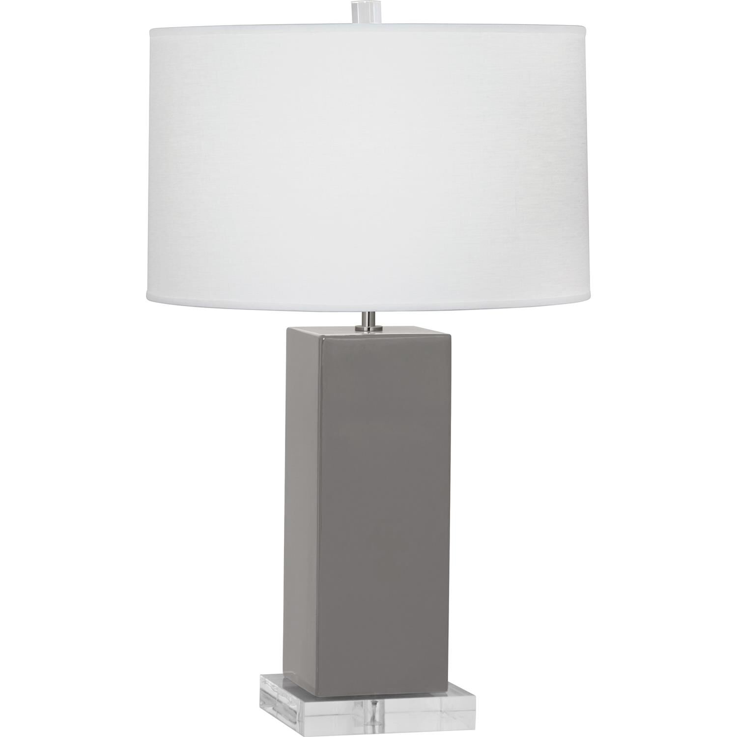 Shown in Smoky Taupe Glazed Ceramic finish and Oyster Linen shade