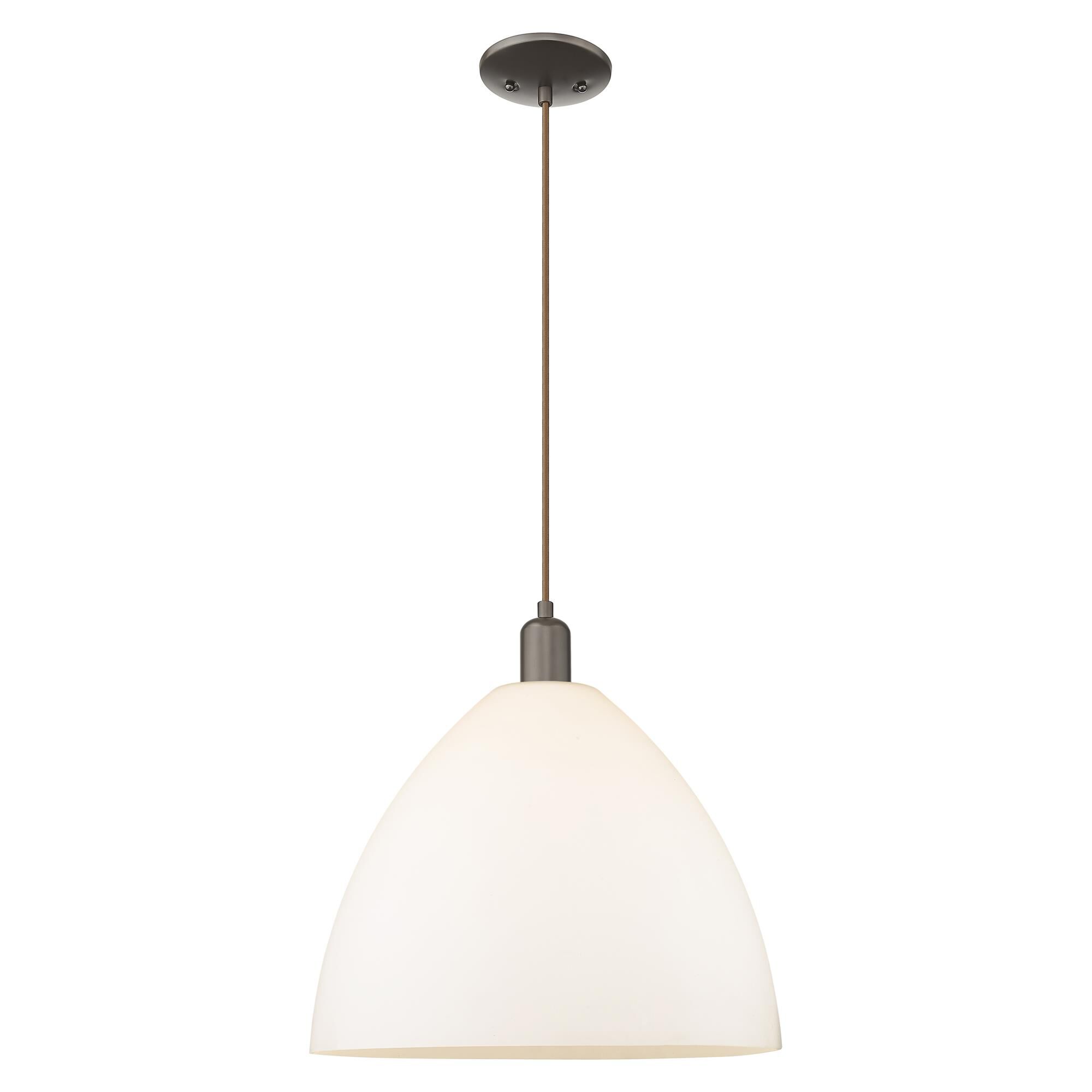 Shown in Oil Rubbed Bronze finish and Matte White glass