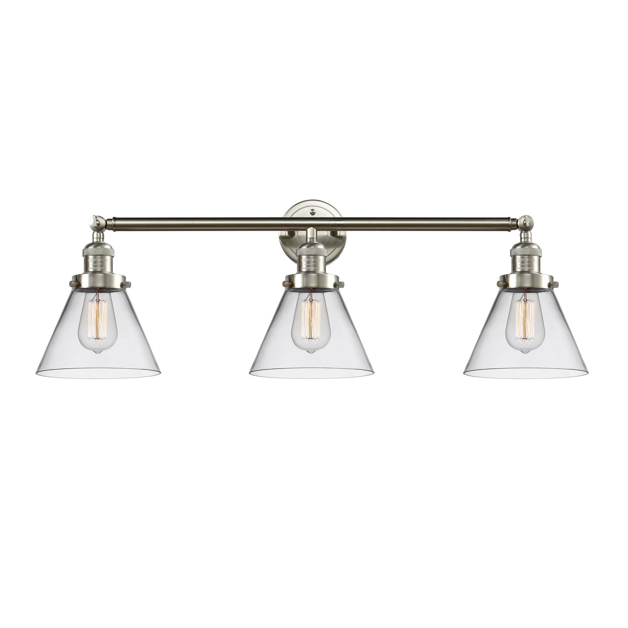 Shown in Brushed Satin Nickel finish and Clear glass