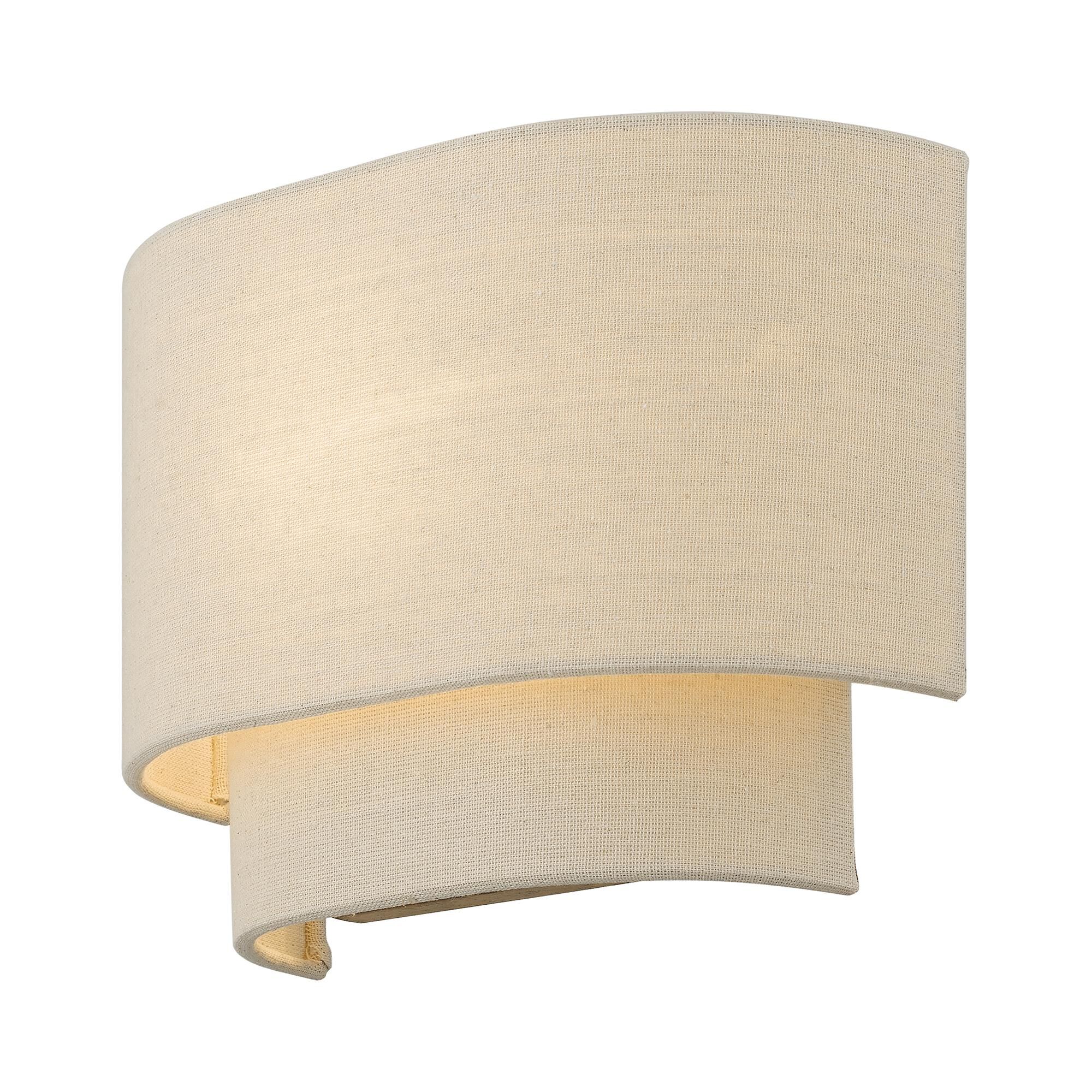 Shown in Antique Gold Leaf finish and Hand Crafted Parchment Color Hardback Fabric shade