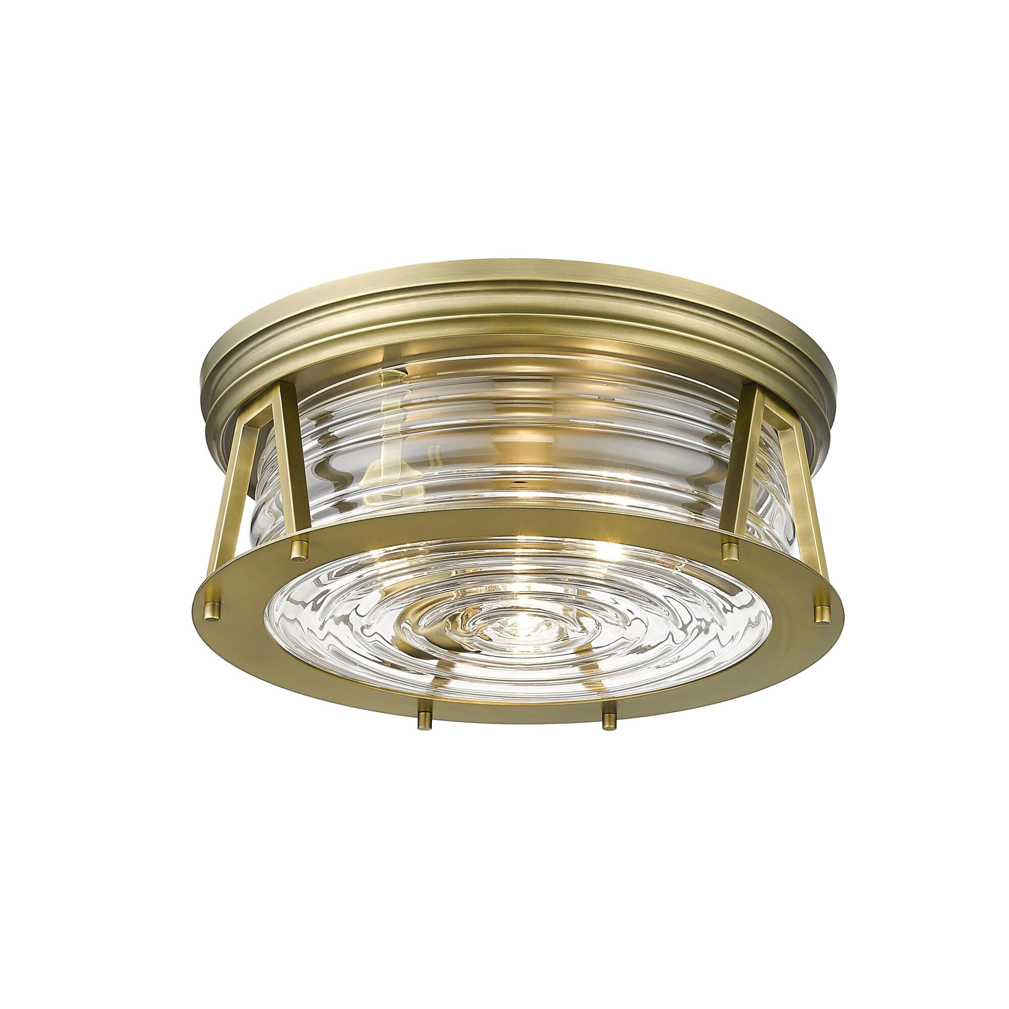 Shown in Rubbed Brass finish and Glass shade