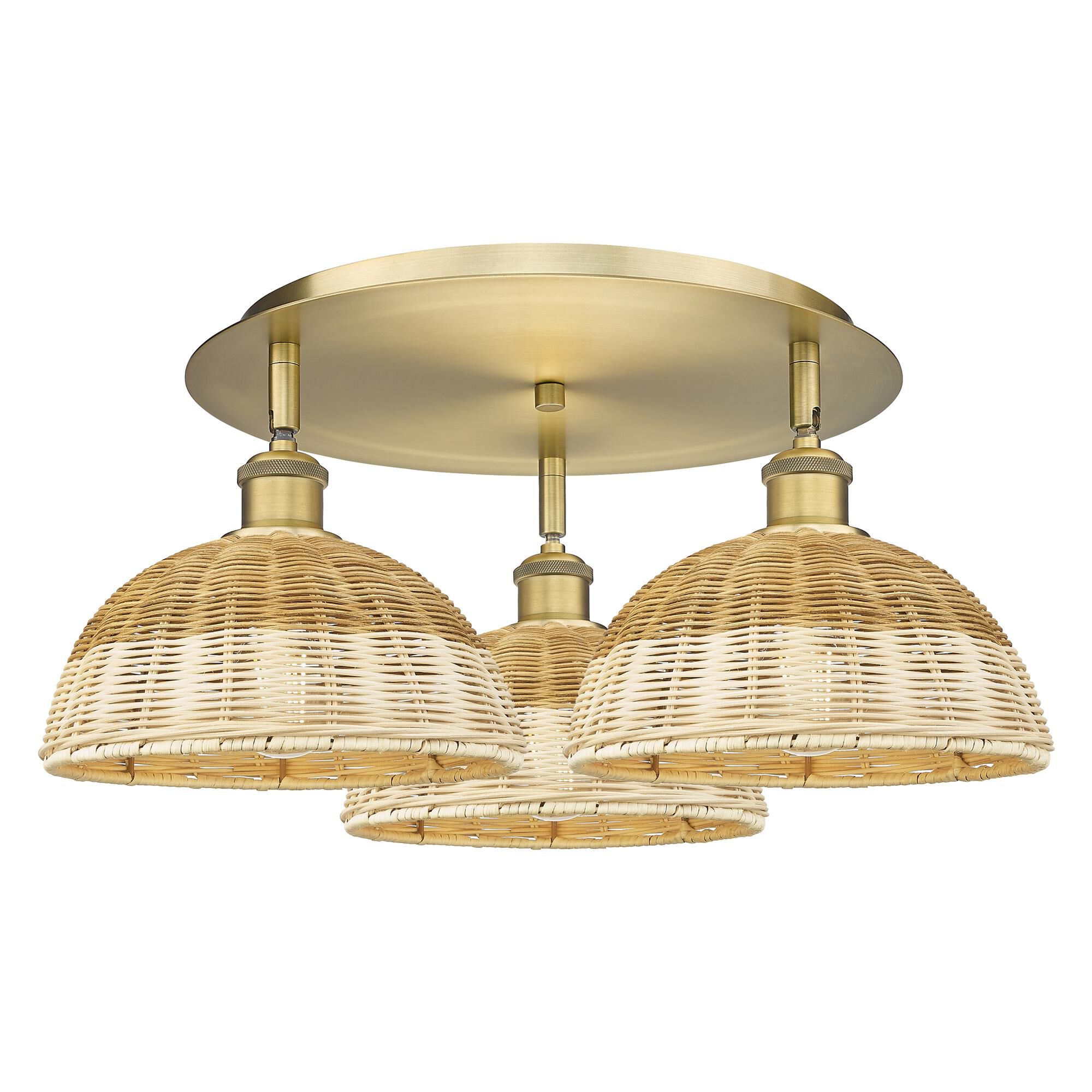 Shown in Brushed Brass finish and Natural shade