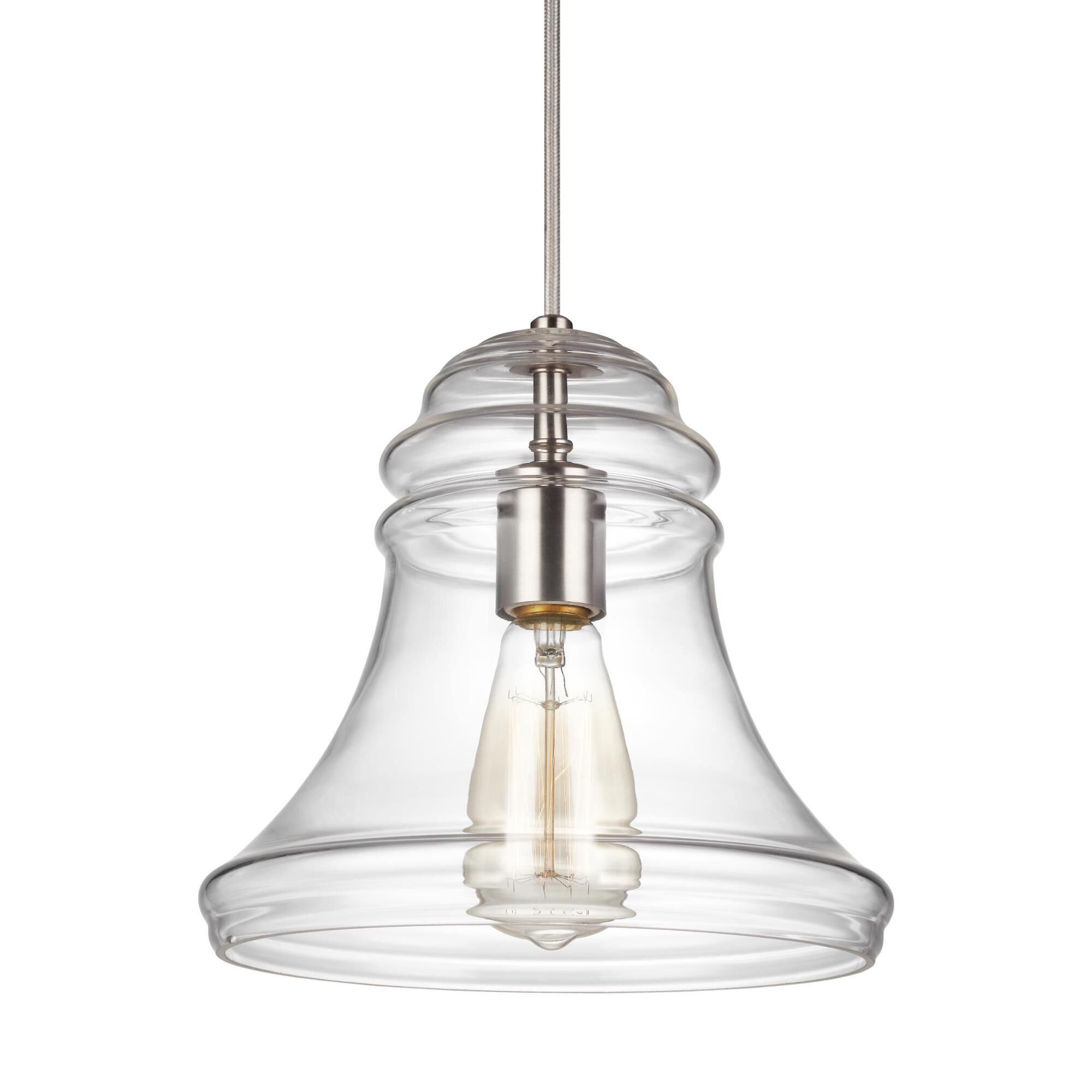 Shown in Satin Nickel finish and Clear glass