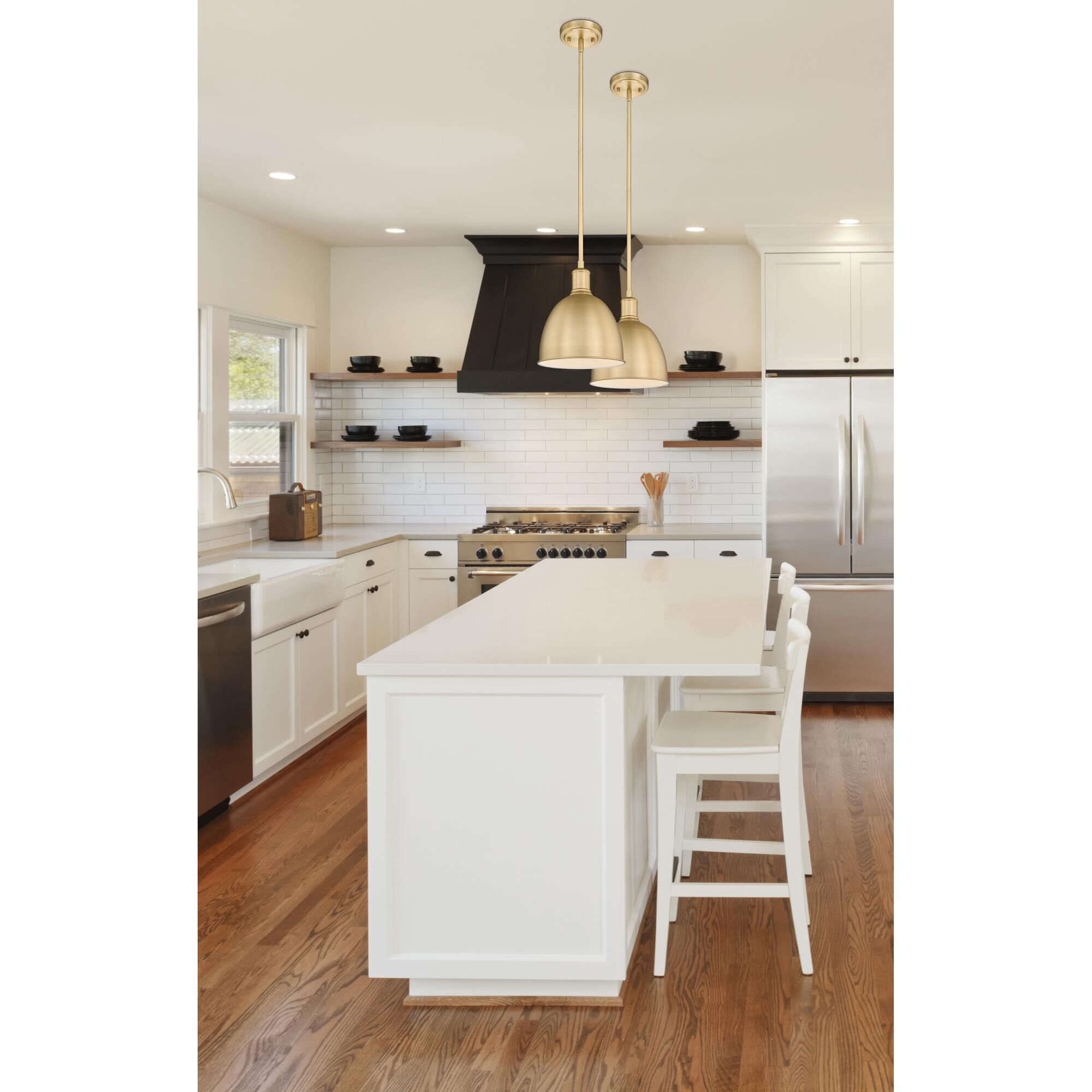 Shown in Classic Brass finish and Classic Brass glass and Classic Brass shade