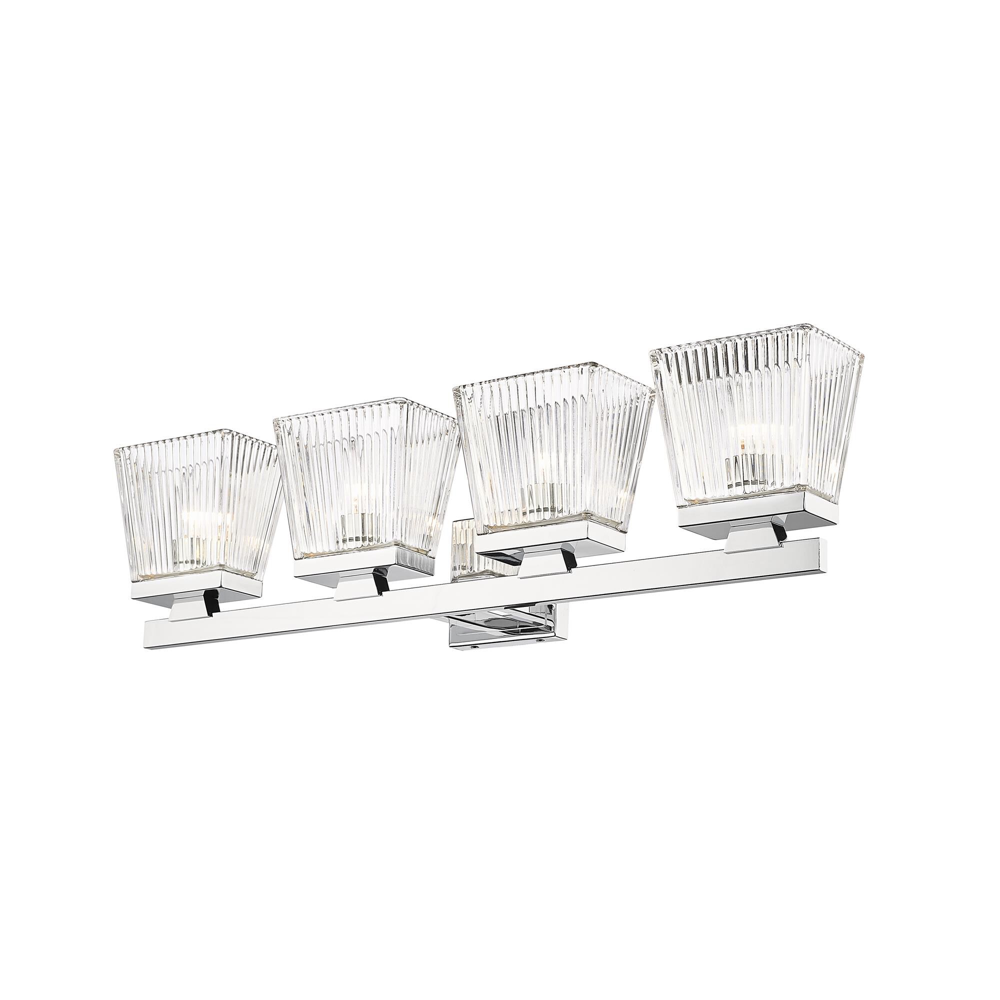Shown in Chrome finish and Glass shade