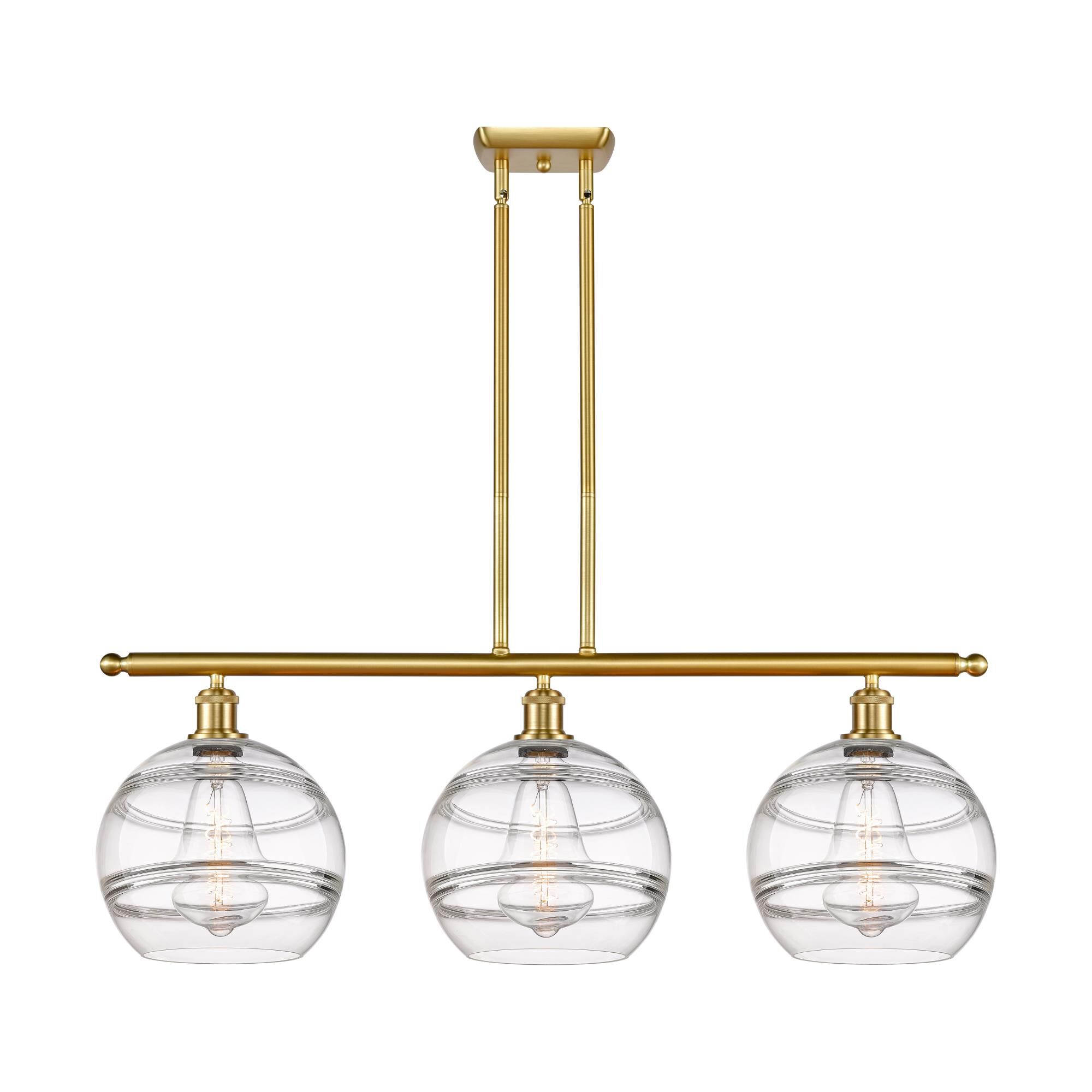 Shown in Satin Gold finish and Clear glass