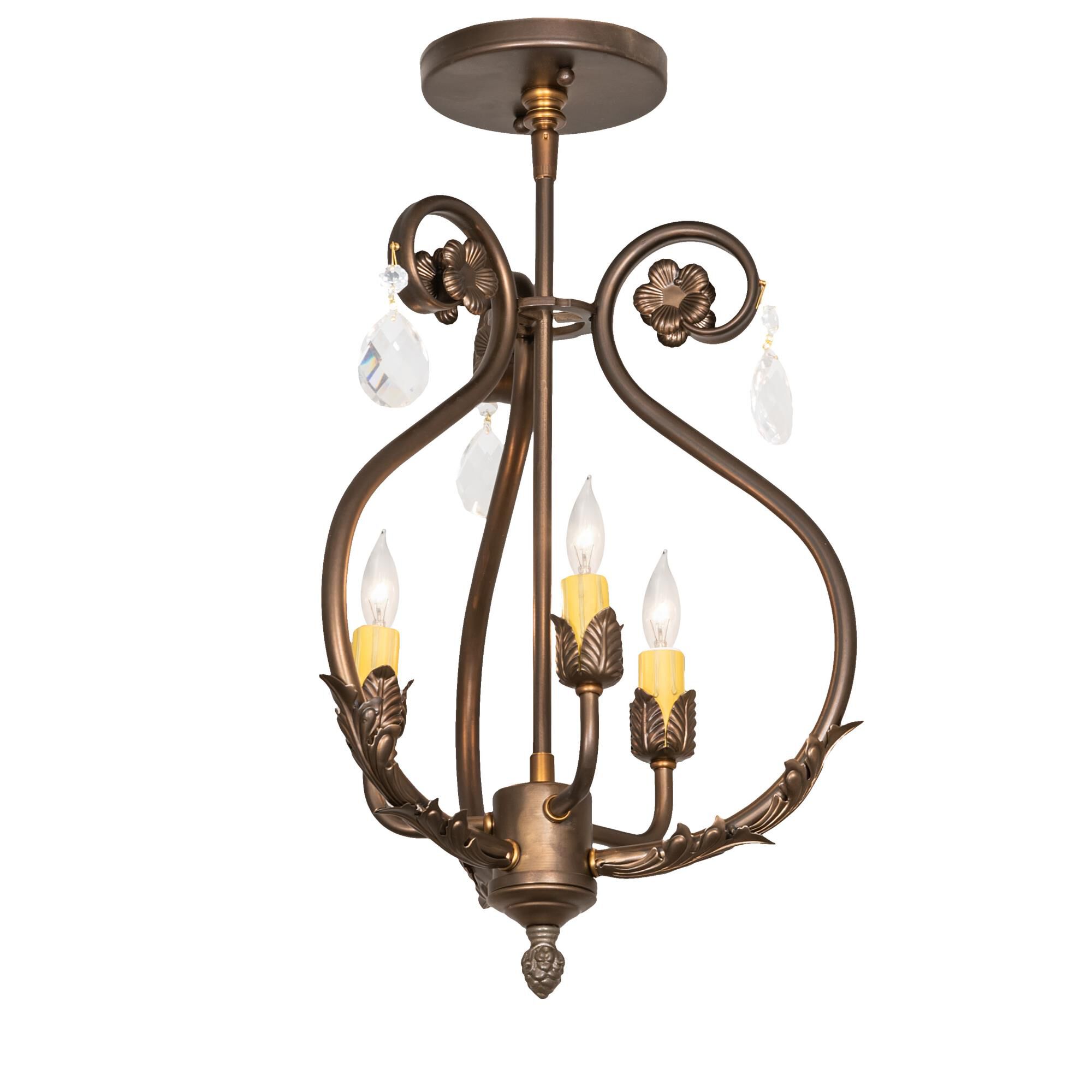 Antonia 12 Inch 3 Light Mini Chandelier by Meyda Lighting