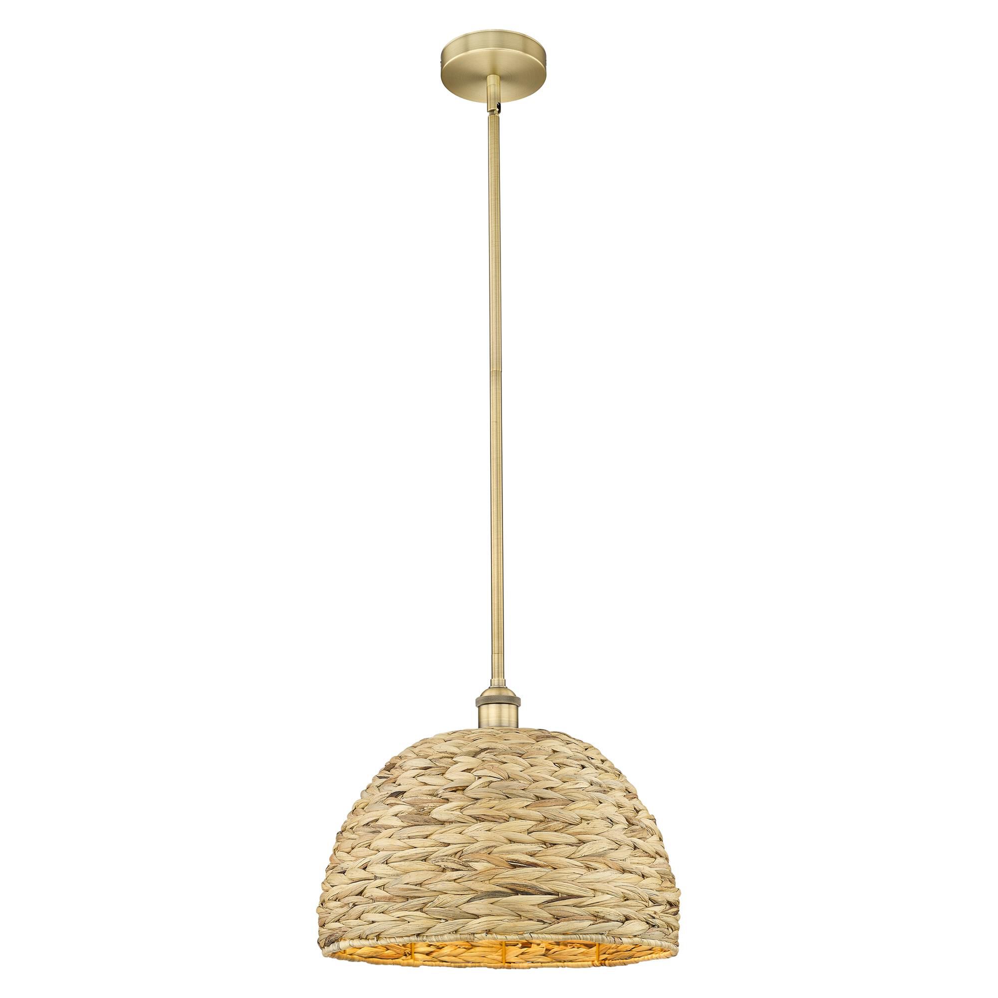 Shown in Brushed Brass finish and Natural shade