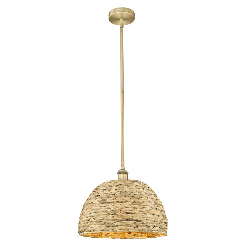 Bruno Marashlian Woven Rattan 16 Inch Large Pendant by Innovations Lighting