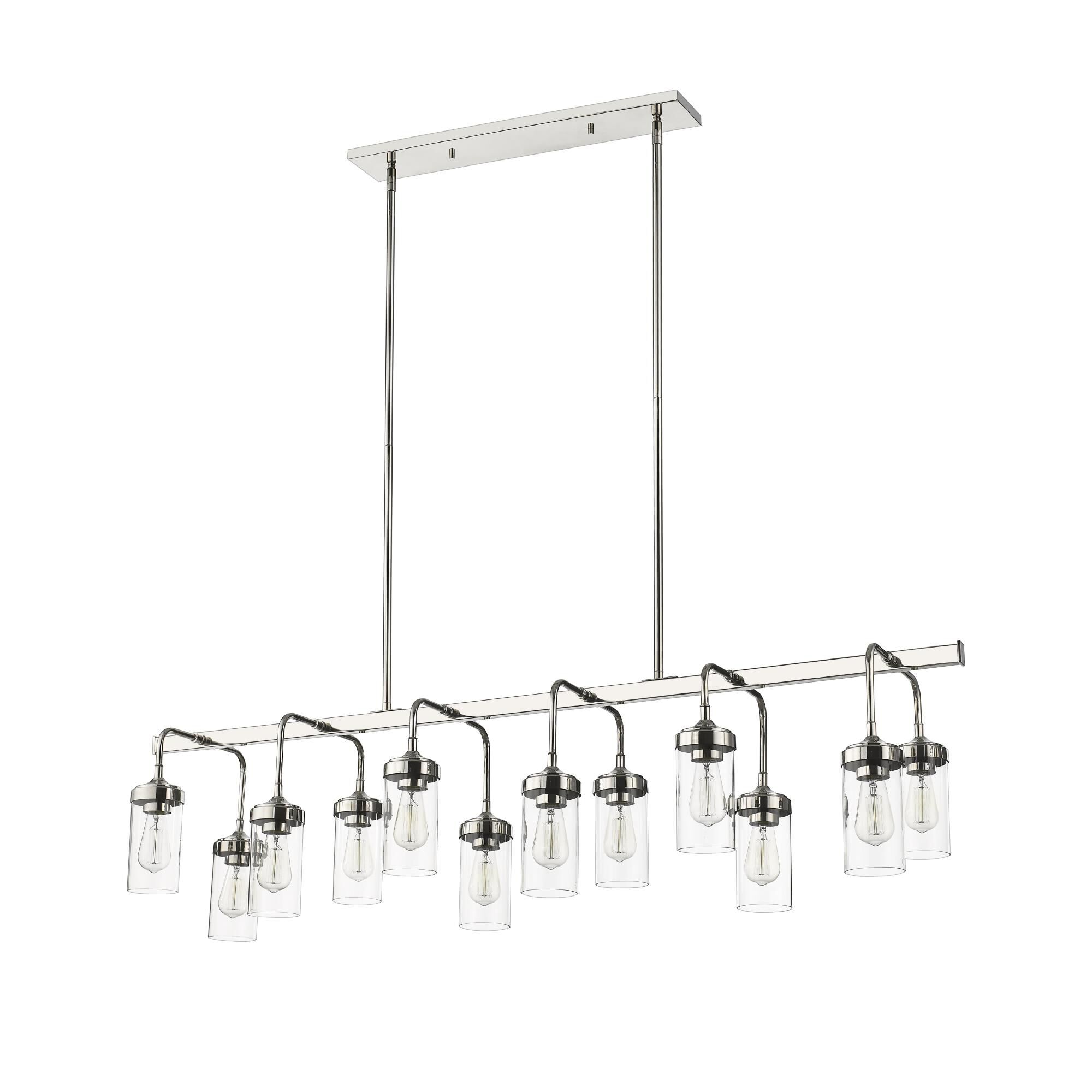 Shown in Polished Nickel finish and Glass shade