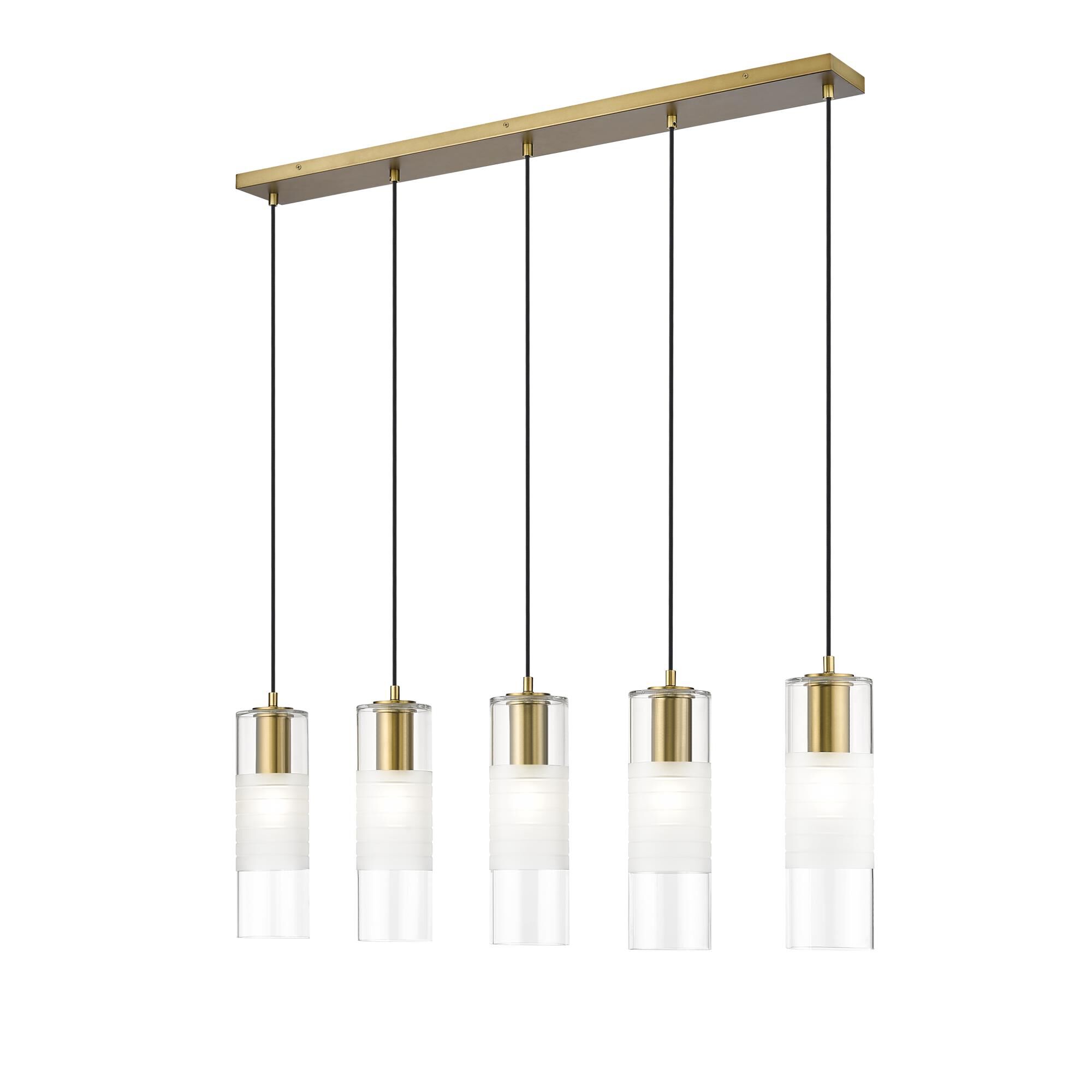 Shown in Modern Gold finish and Clear+frosted glass and Clear+frosted shade