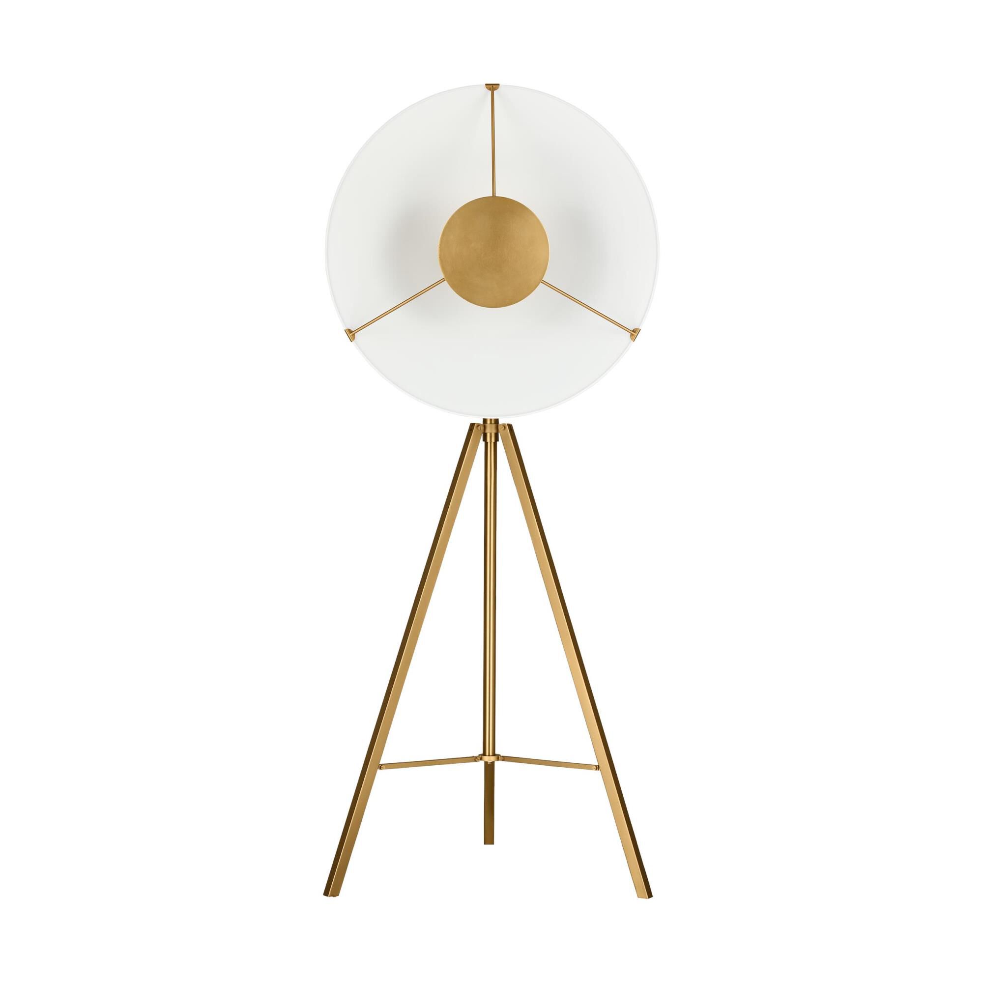 Shown in Burnished Brass finish and Matte White Steel shade
