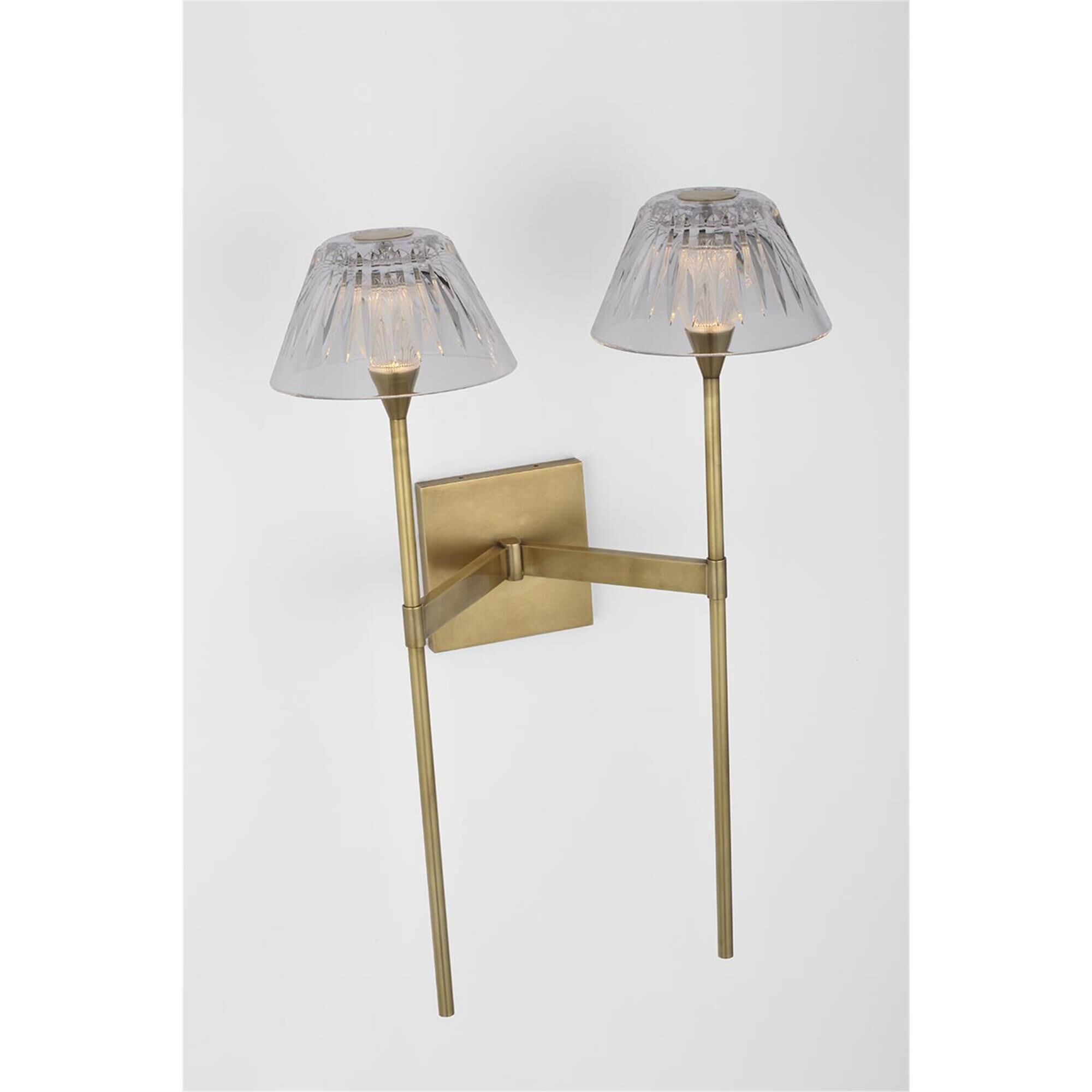 Shown in Natural Brass finish and Clear crystal