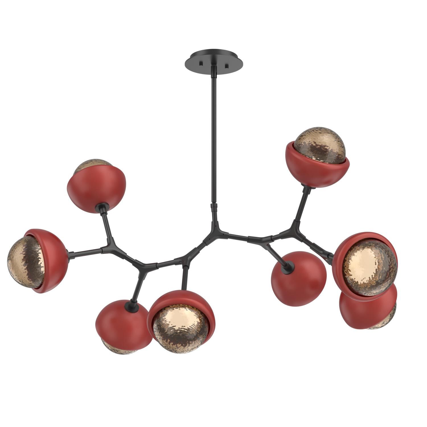 Shown in Matte Black finish and Bronze glass and Cinnamon Red accent