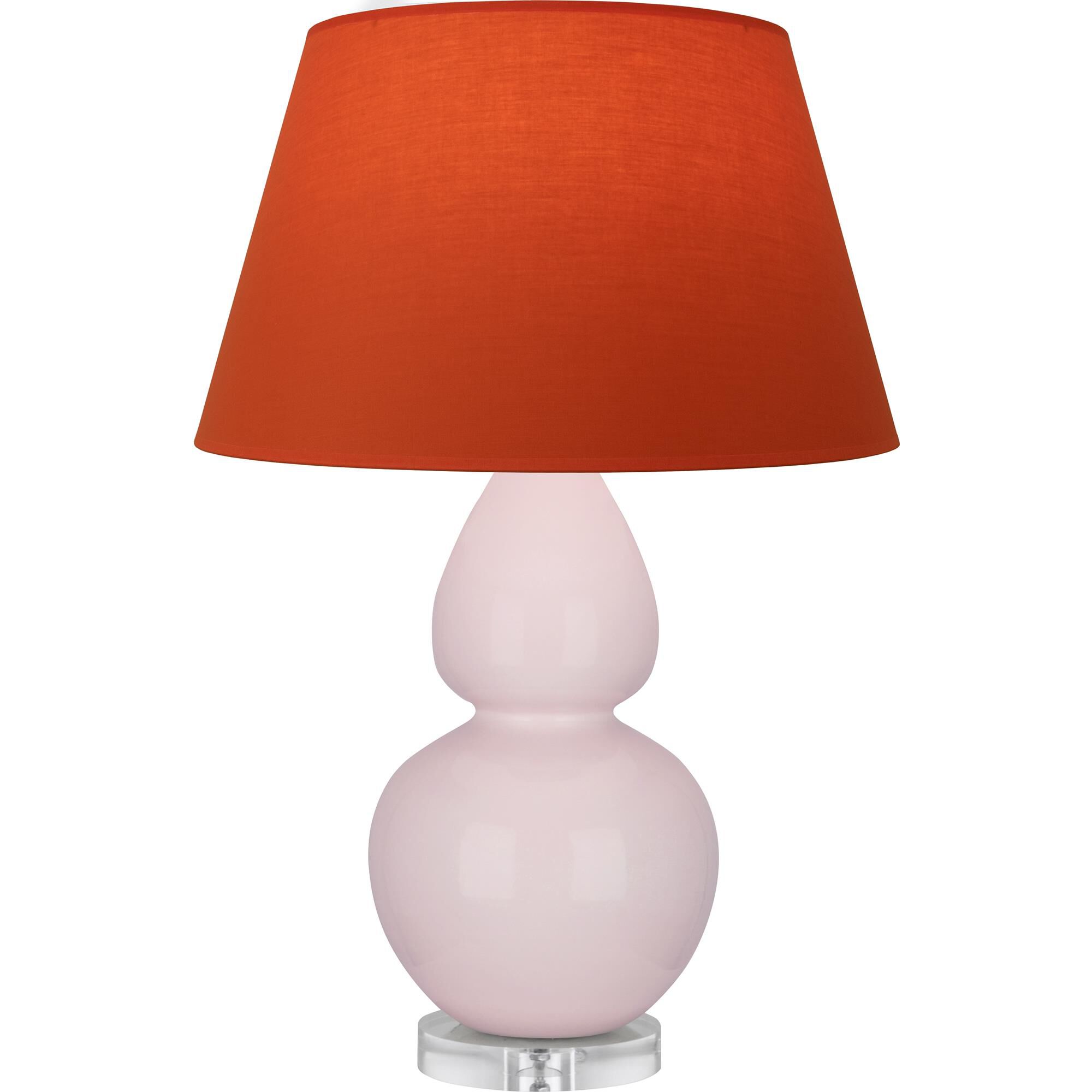 Shown in Rose Water Glazed finish and Tangerine and Taupe Lining shade and Lucite accent