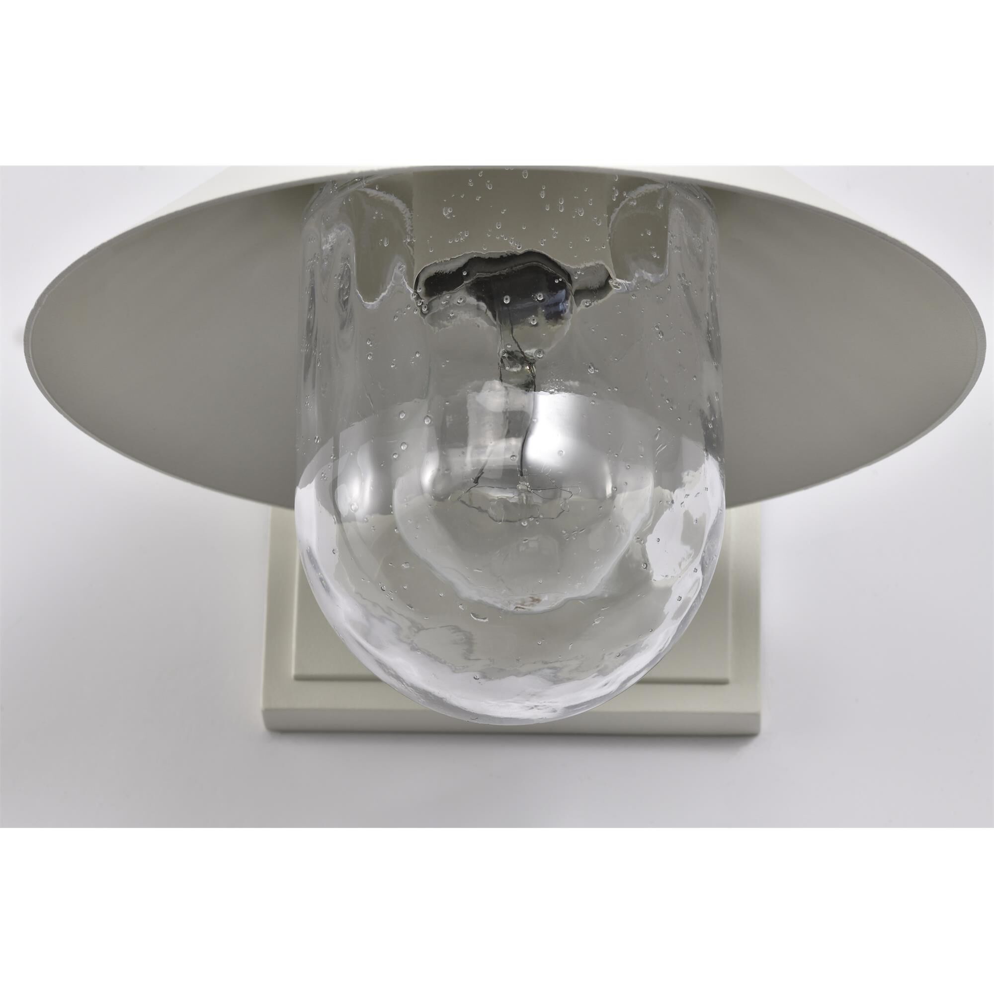 Shown in White finish and Clear Seeded glass
