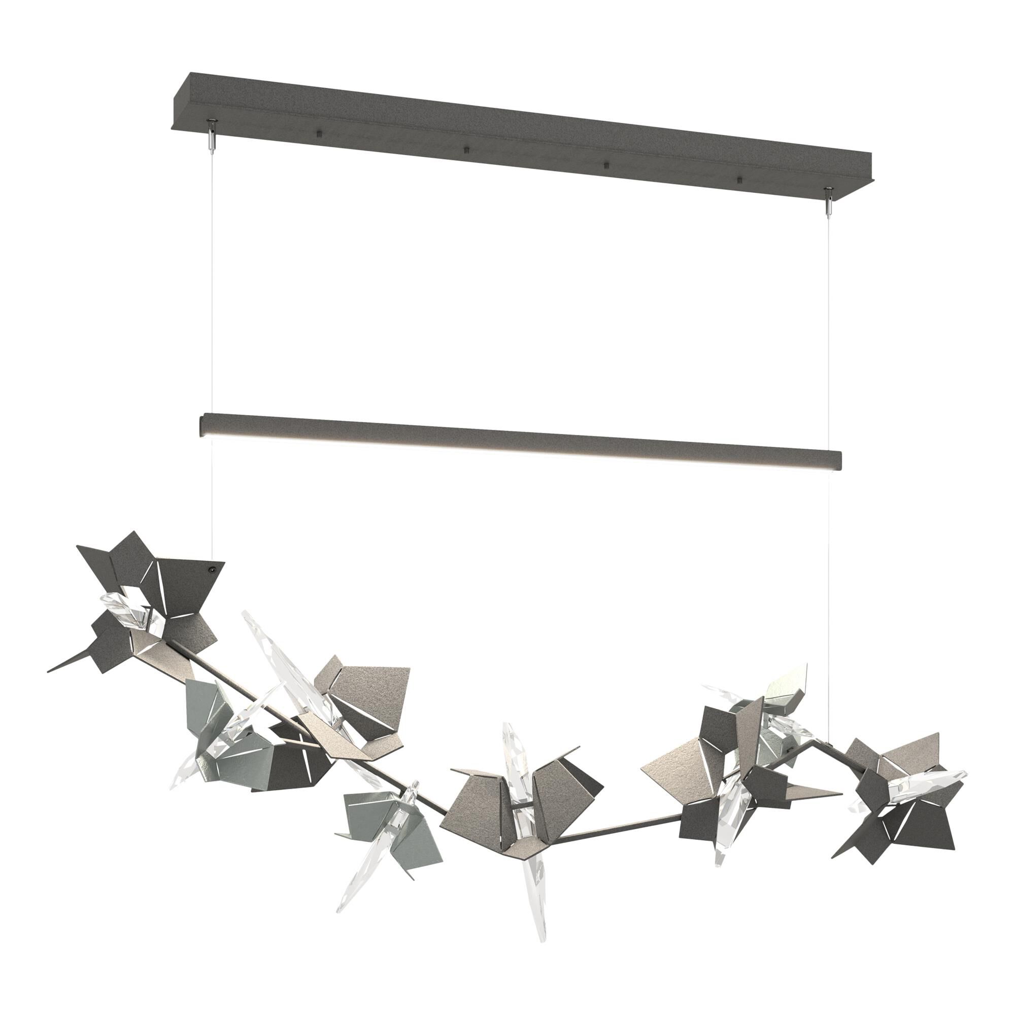 Shown in Natural Iron finish and Swarovski crystal and Natural Iron glass and Vintage Platinum accent