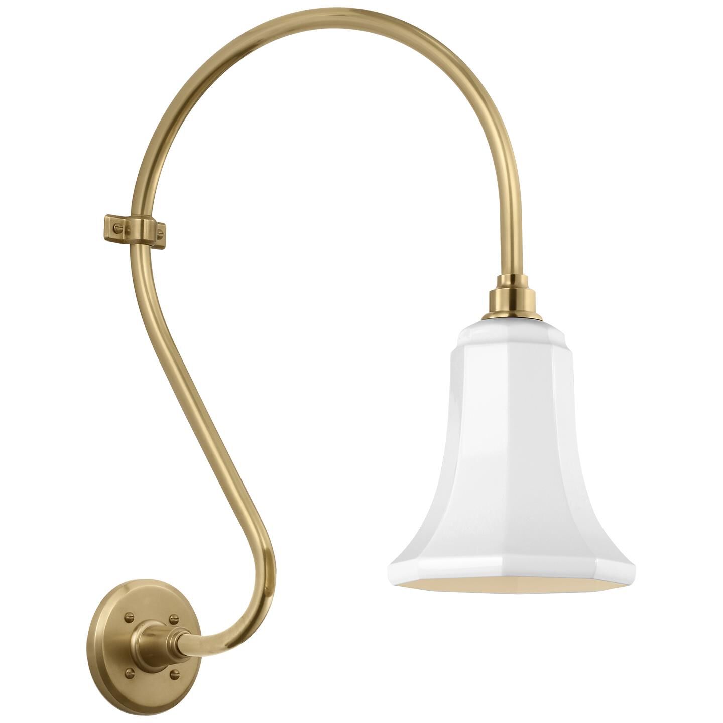 Shown in Hand-Rubbed Antique Brass finish and White Savannah shade