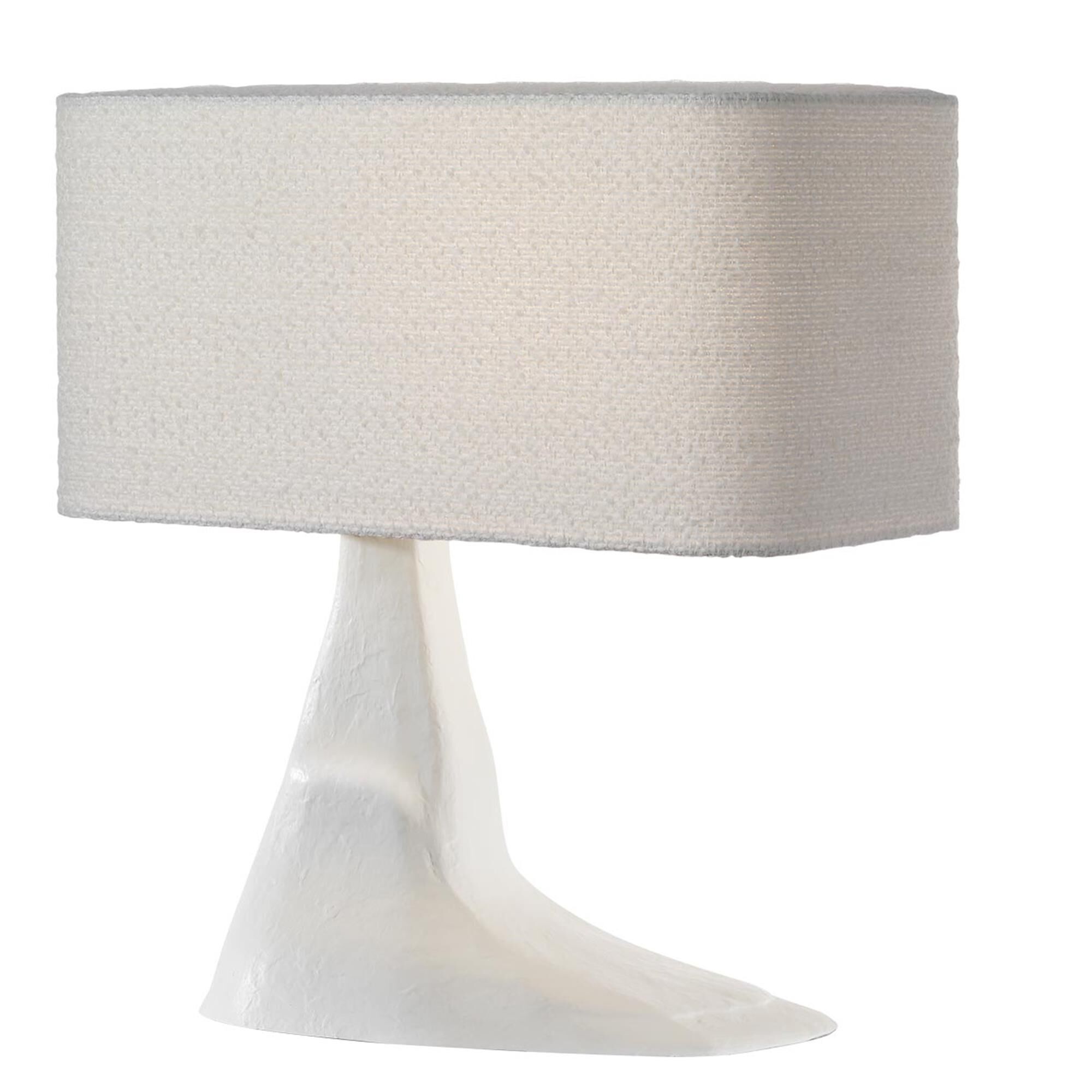 Shown in Plaster White finish and Boucle Rectangle shade