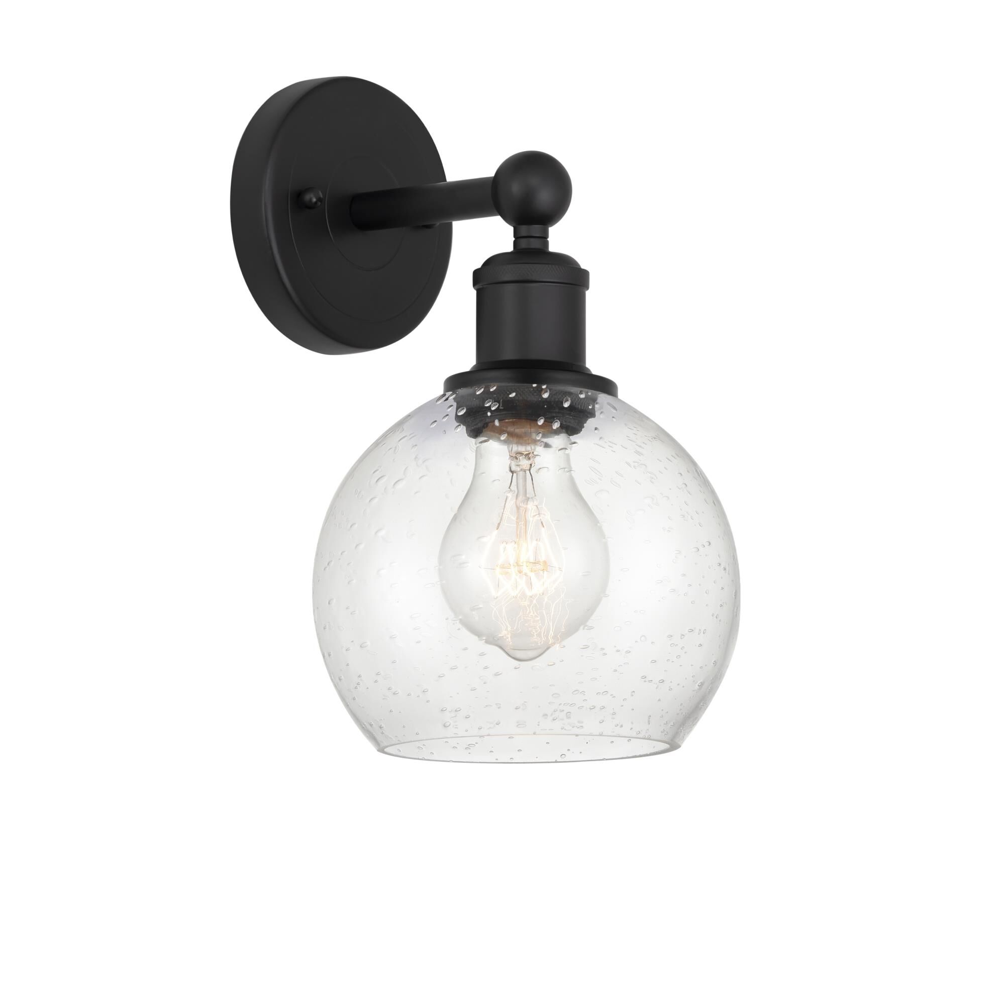 Shown in Matte Black, Seedy finish and Seedy glass and Seedy Glass shade