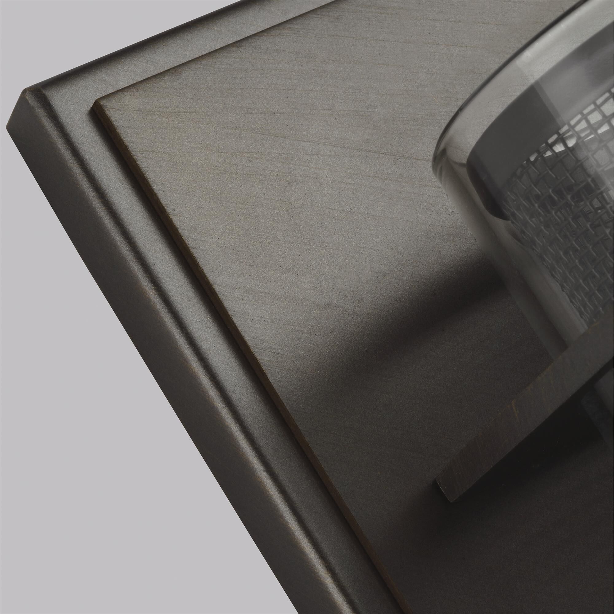 Shown in Antique Bronze finish and Clear glass and Stainless Steel shade