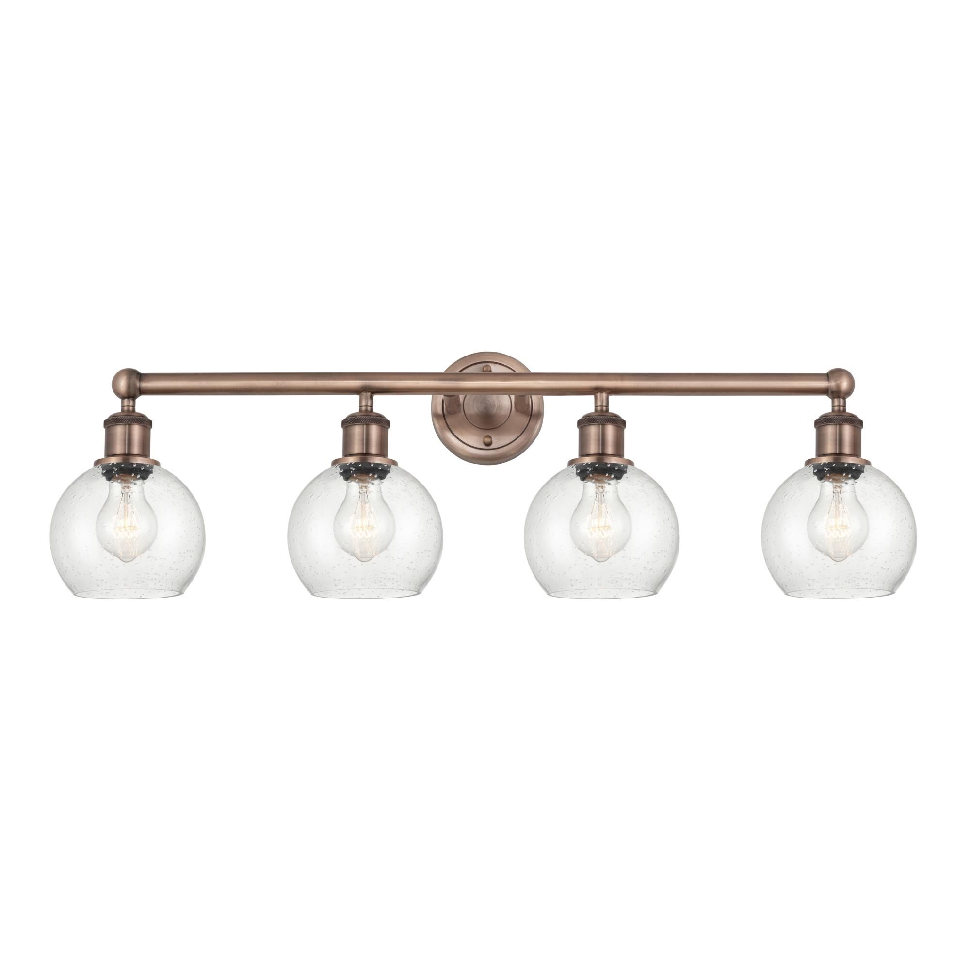 Shown in Antique Copper finish and Seedy glass