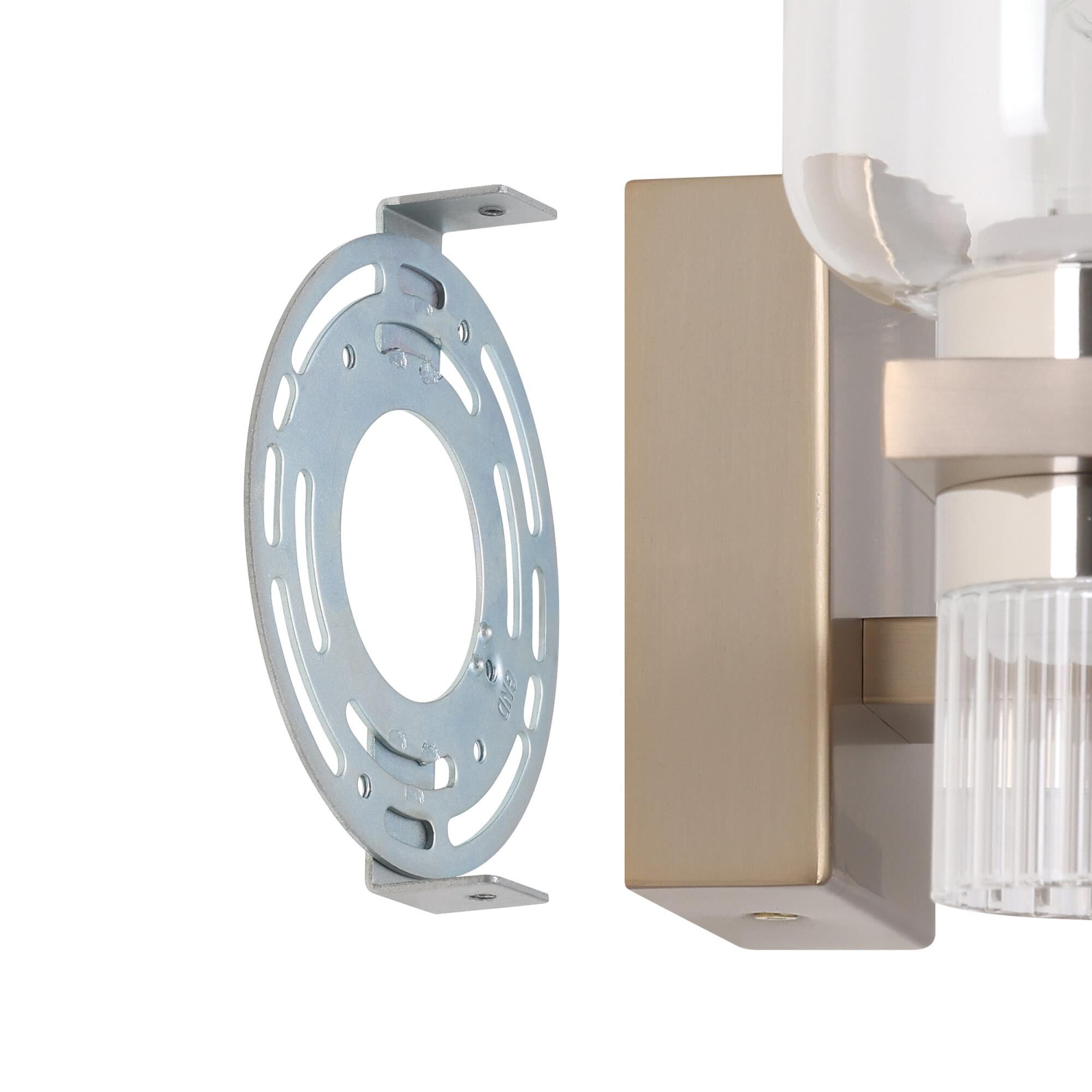 Shown in Champagne Gold finish and Clear, Clear Ribbed glass