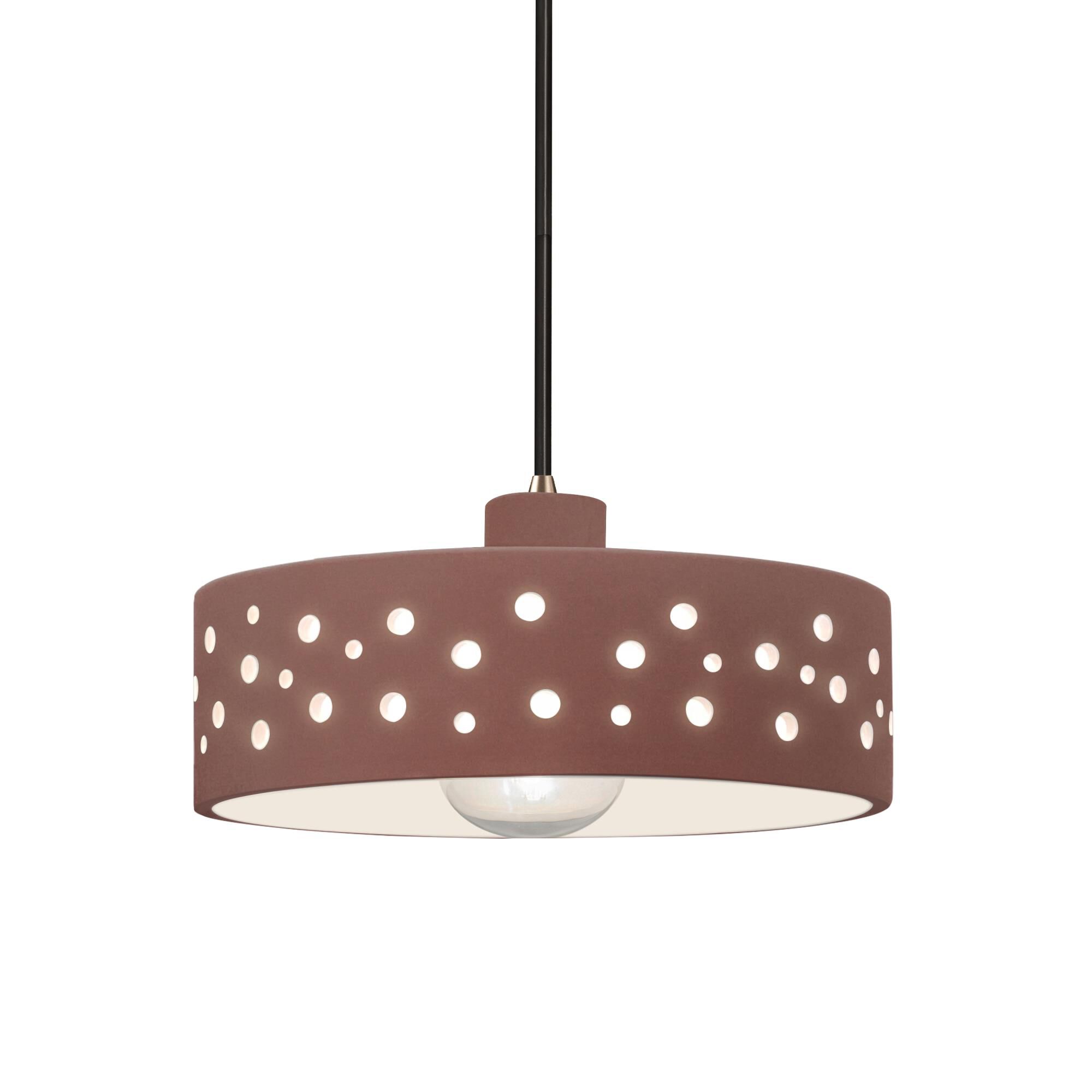 Shown in Antique Brass finish and Canyon Clay shade