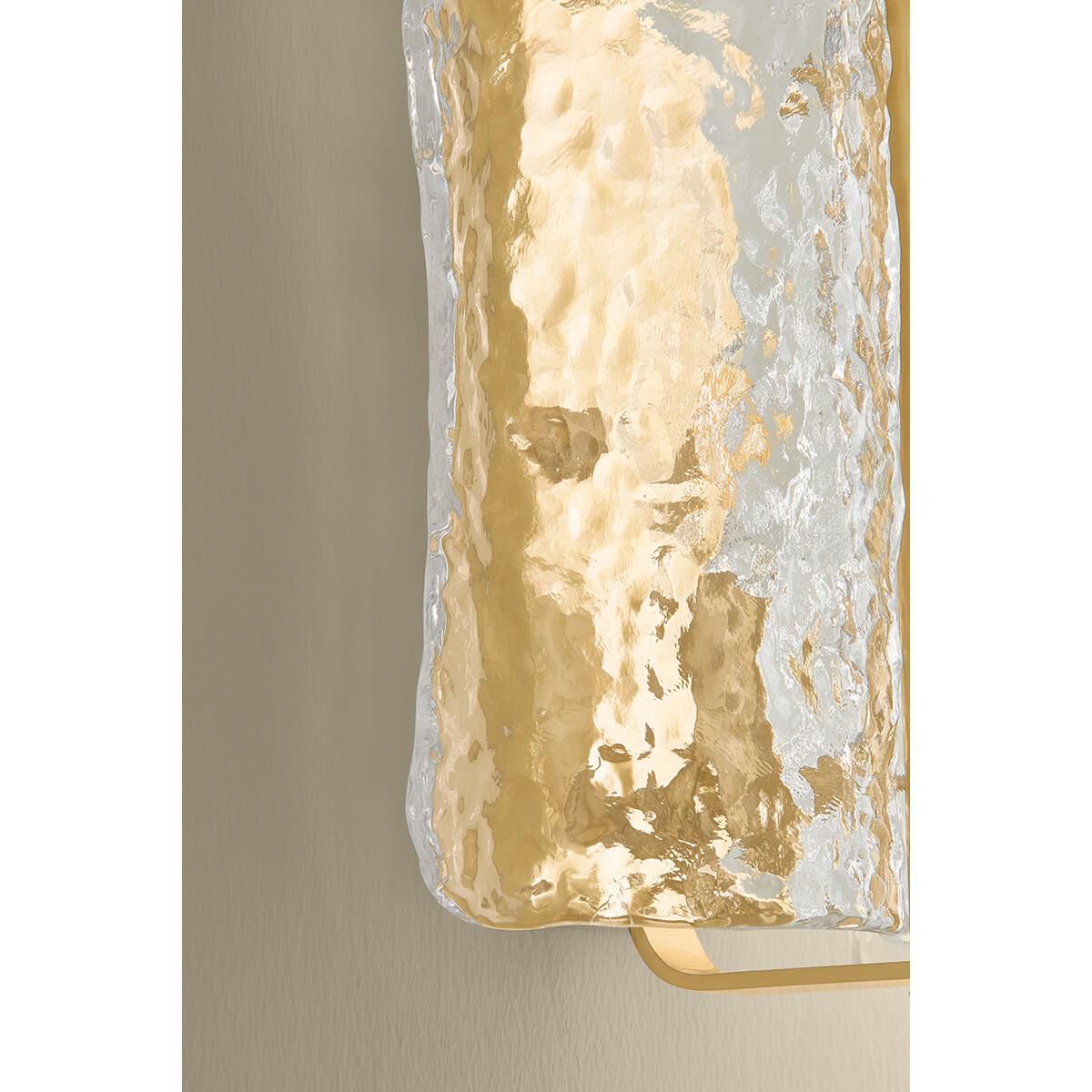 Shown in Aged Brass finish and Clear Optic glass