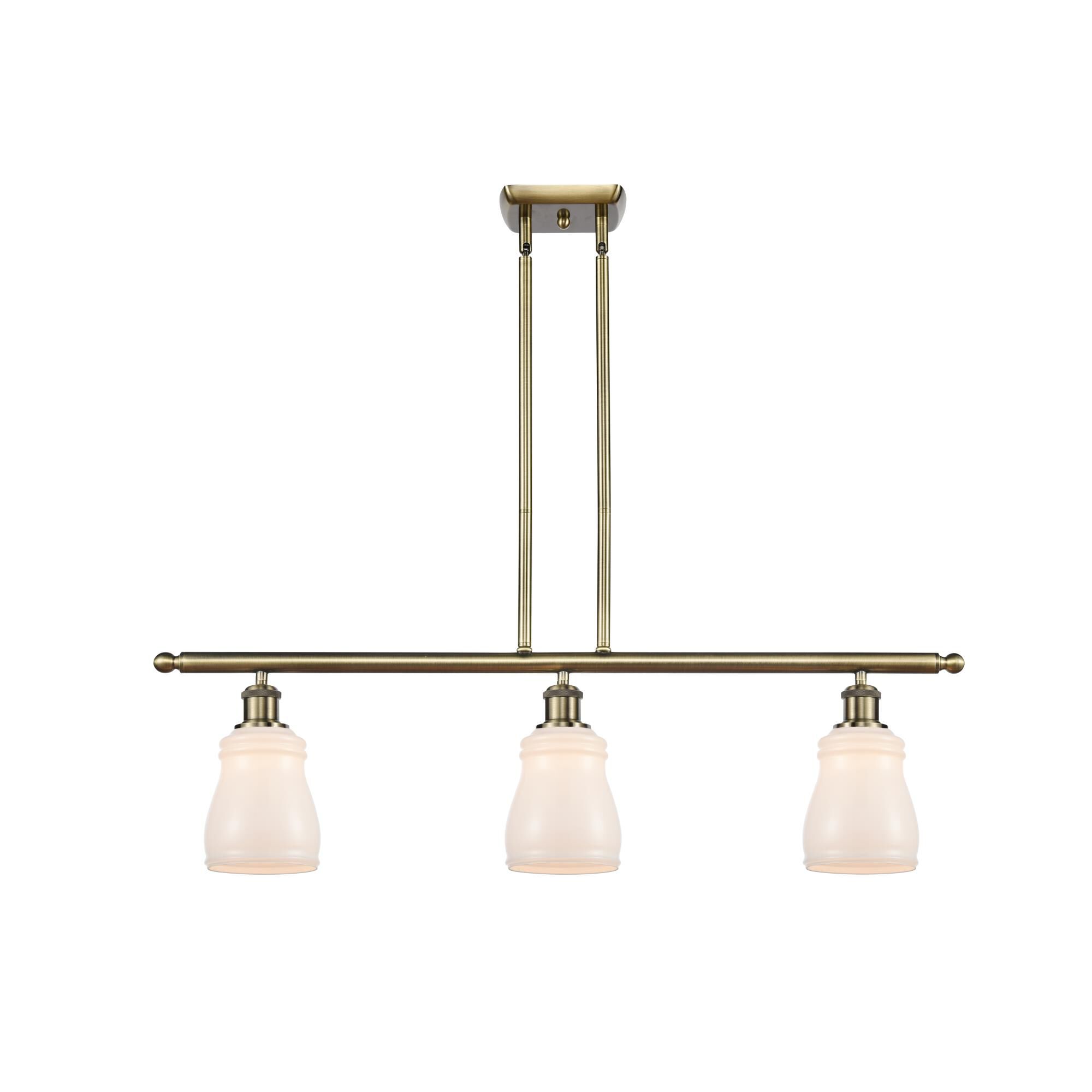 Shown in Antique Brass finish and Bell glass and Glass shade