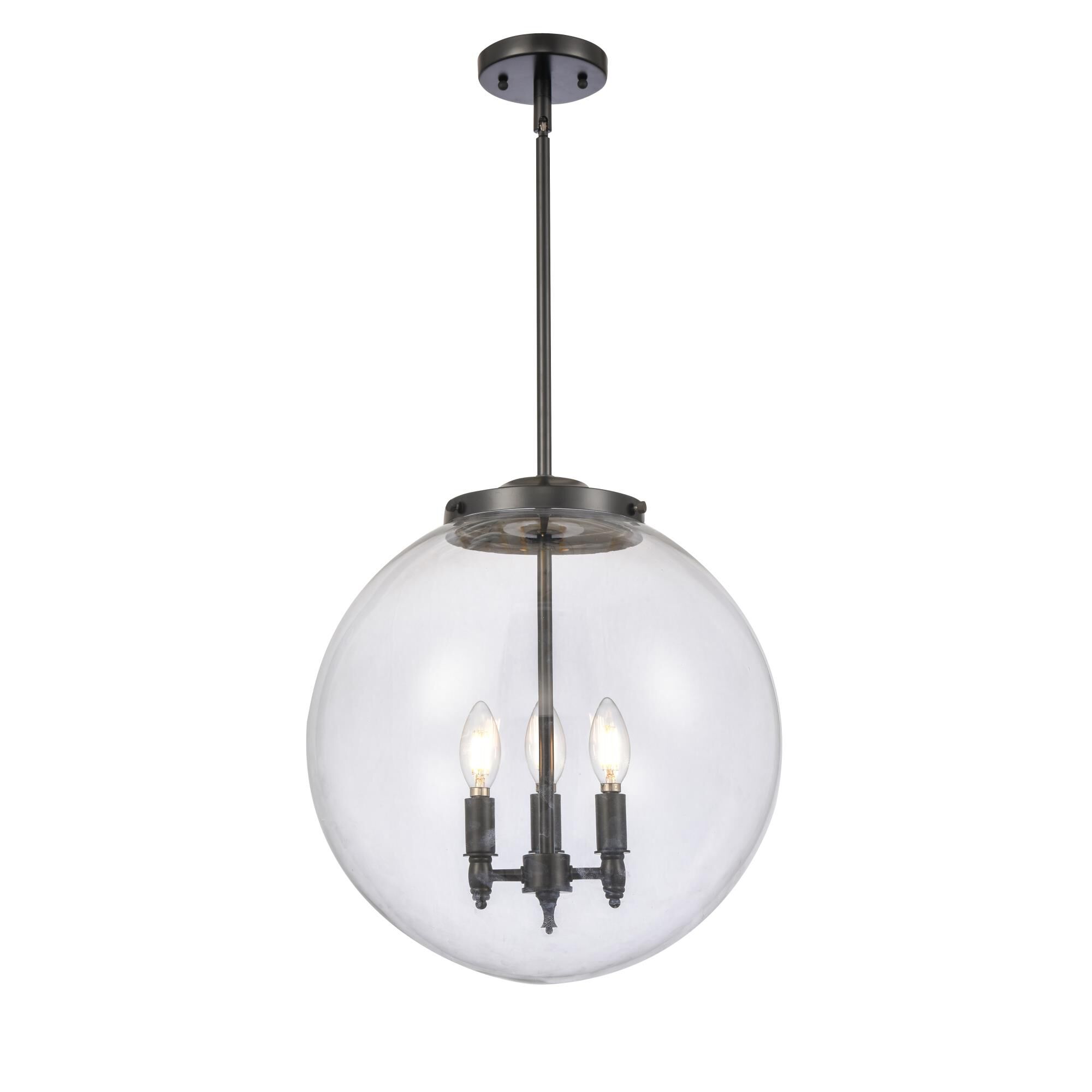 Shown in Matte Black finish and Clear Beacon glass