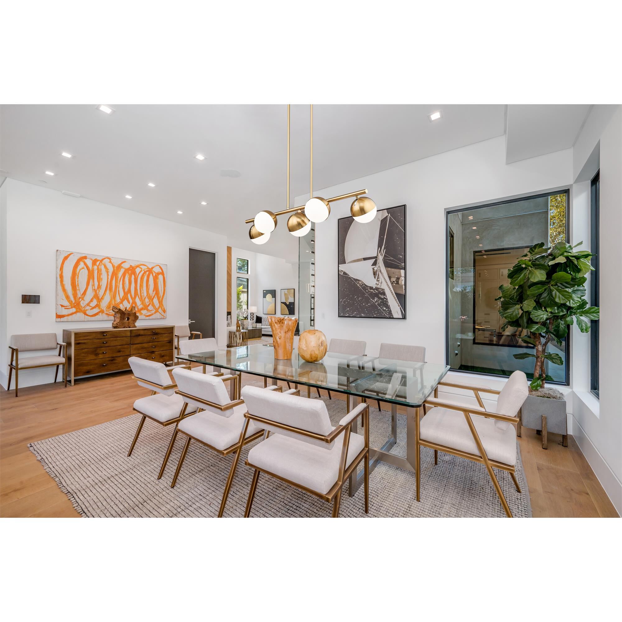 Shown in Modern Gold finish and Matte Opal glass and Matte Opal shade