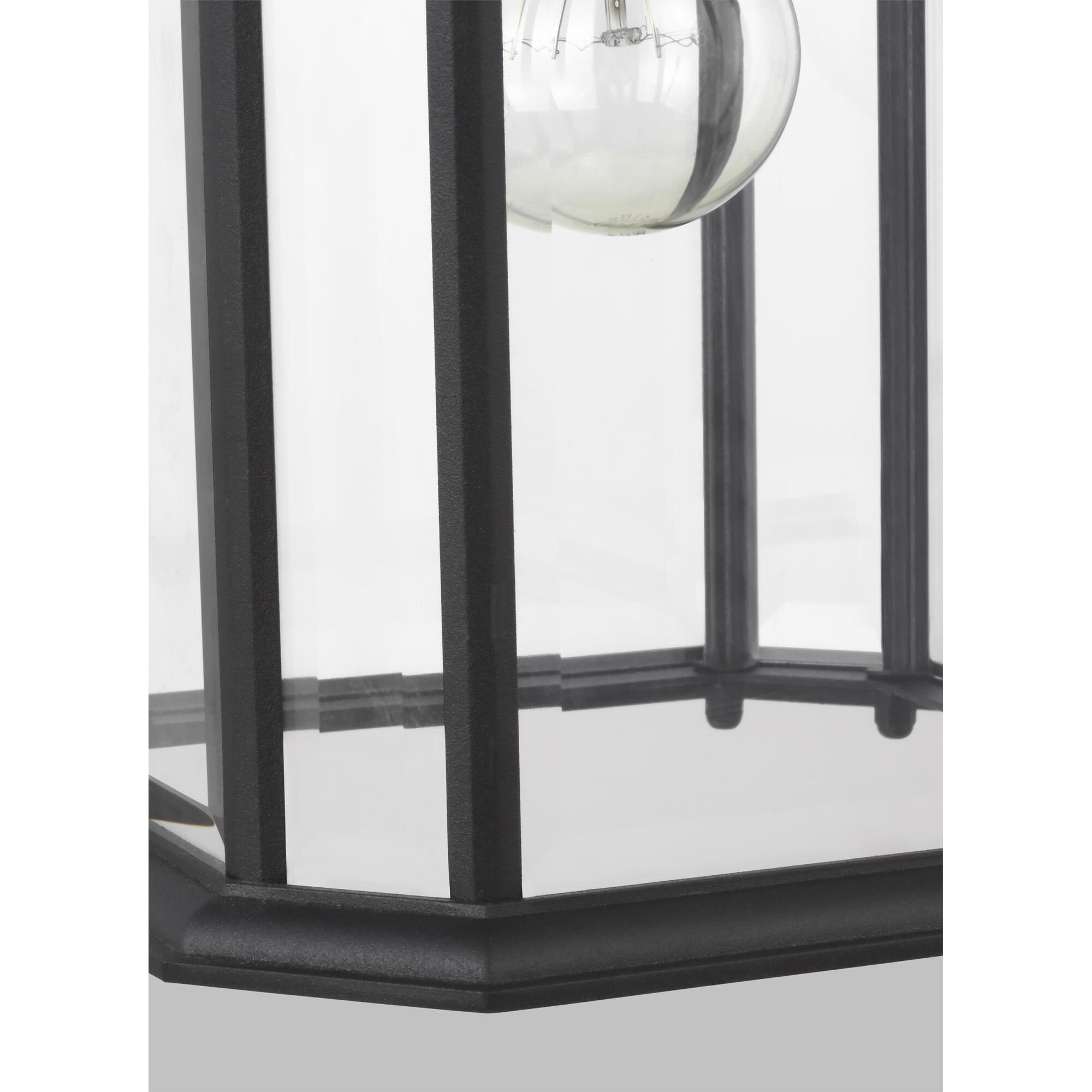 Shown in Black finish and Clear Beveled glass