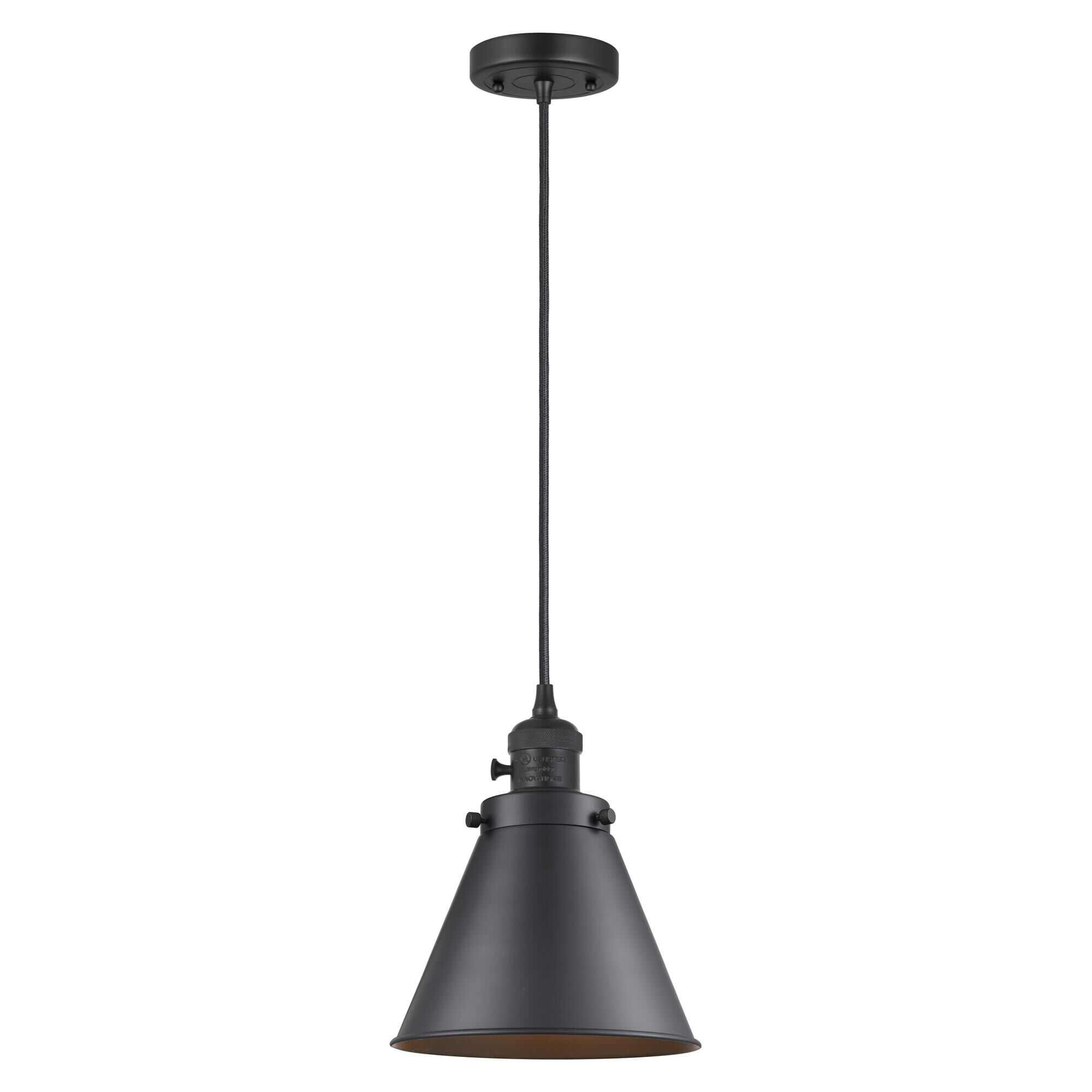 Shown in Matte Black finish and Matte Black shade