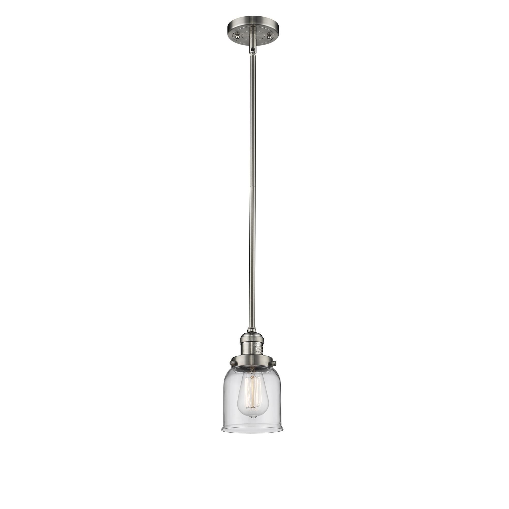 Shown in Brushed Satin Nickel finish and Clear glass