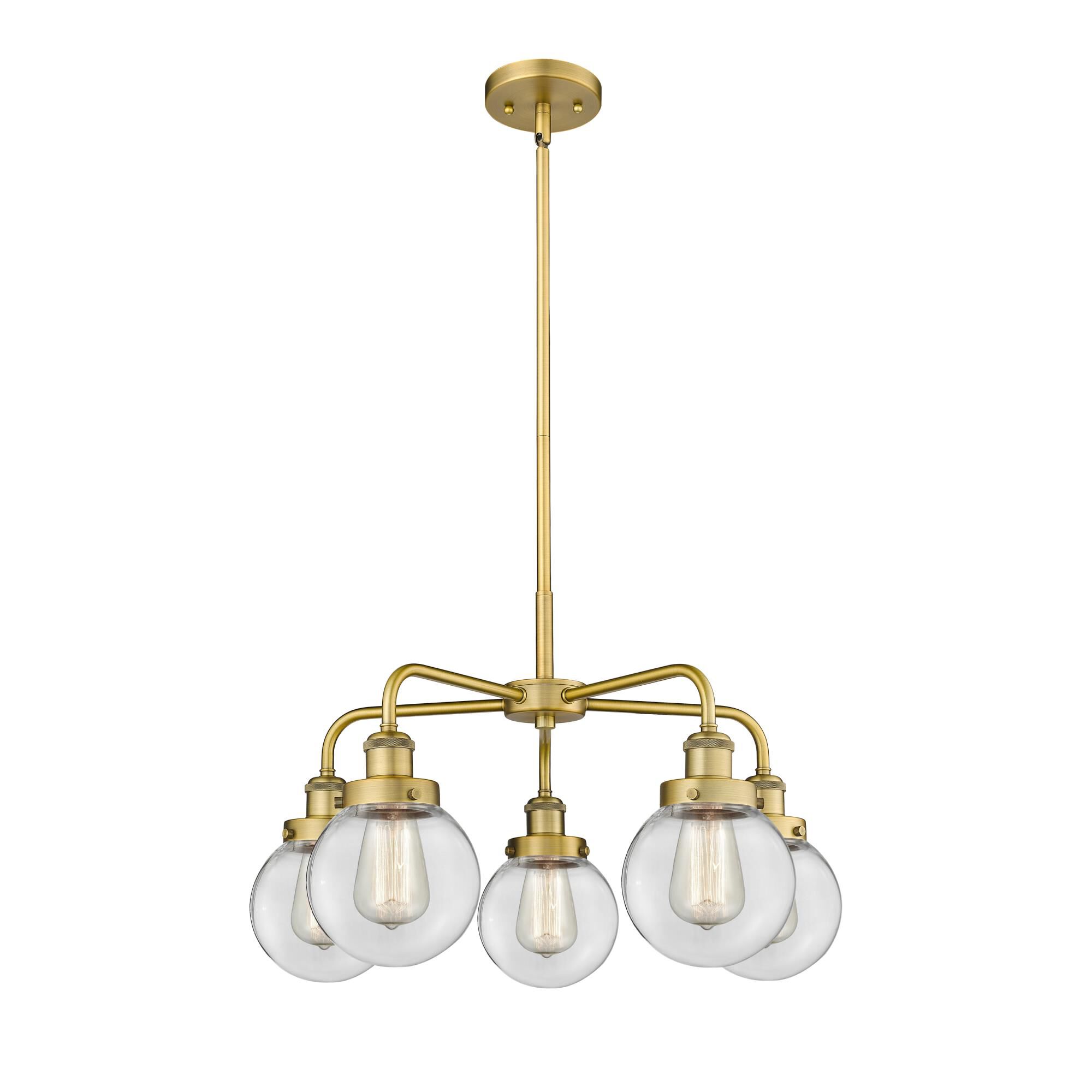 Shown in Brushed Brass finish and Clear glass