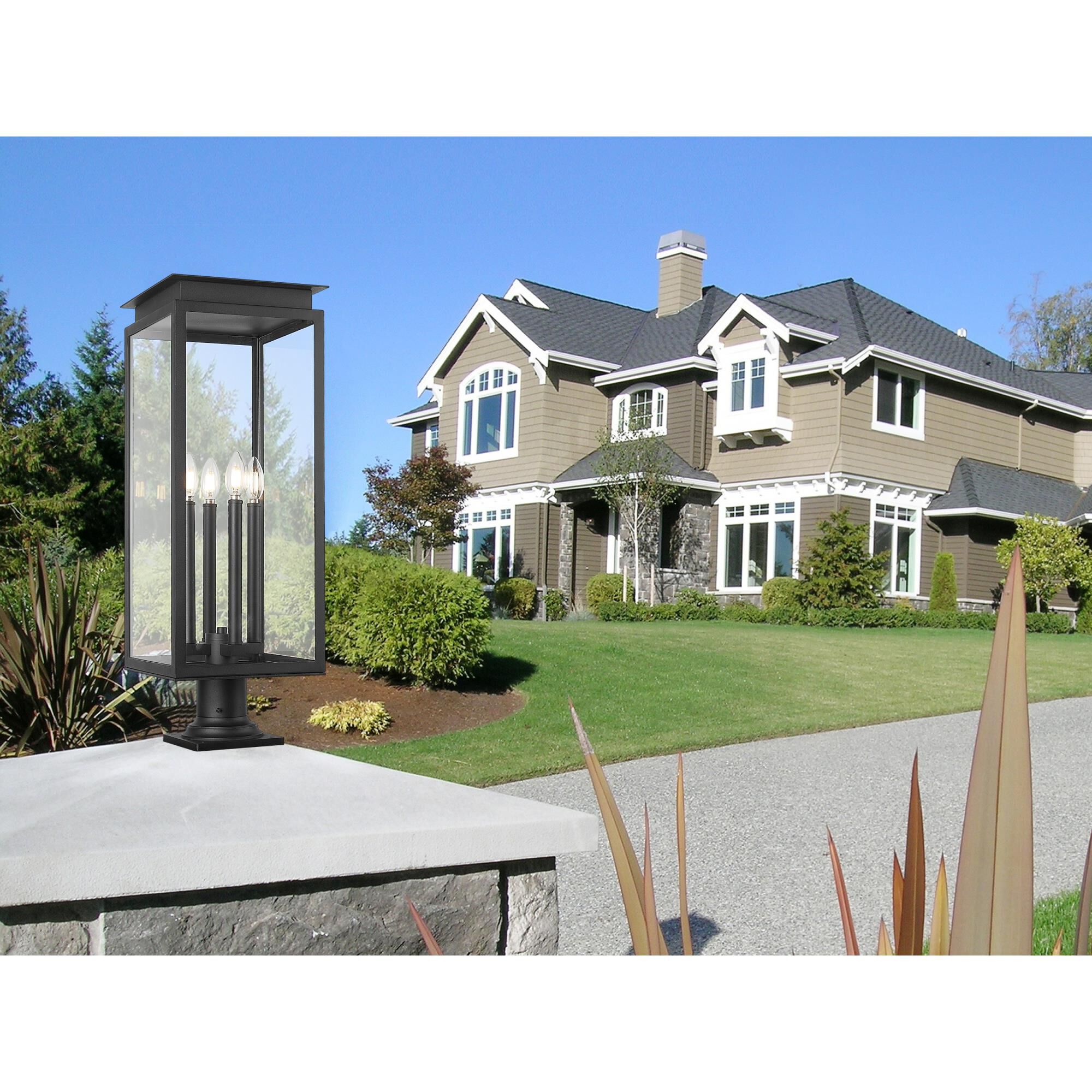 Shown in Black finish and Clear glass and Clear shade