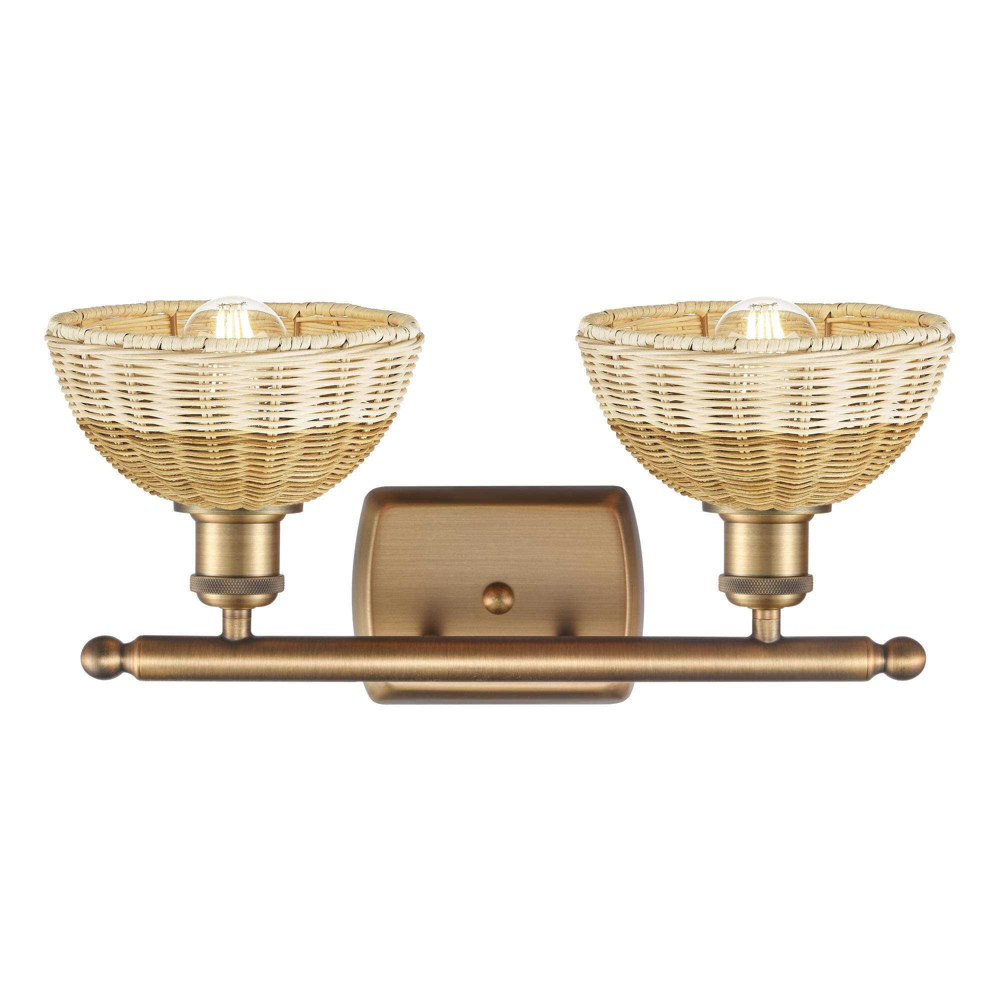 Shown in Brushed Brass finish and Natural shade