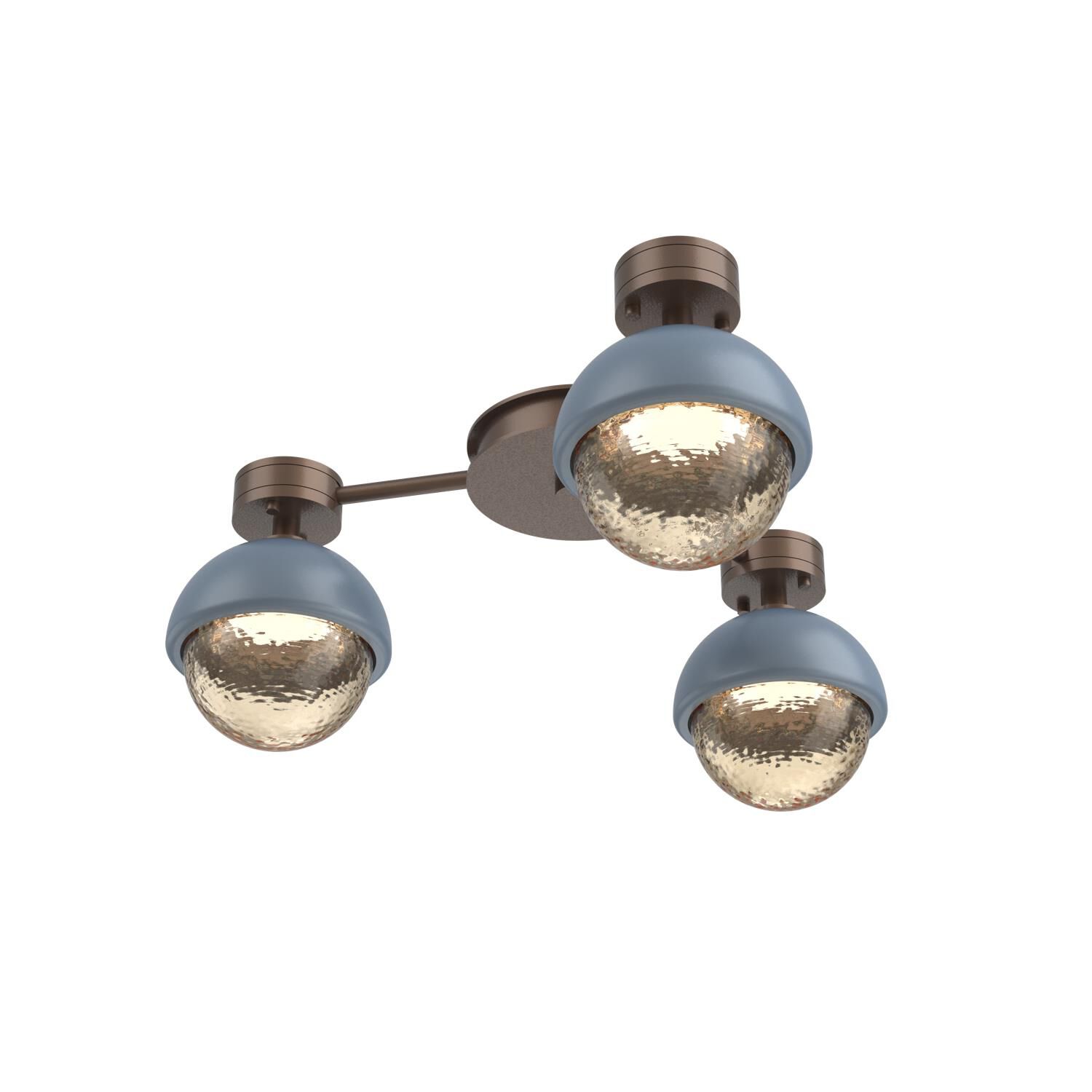Shown in Burnished Bronze finish and Amber glass and Poppy Blue accent
